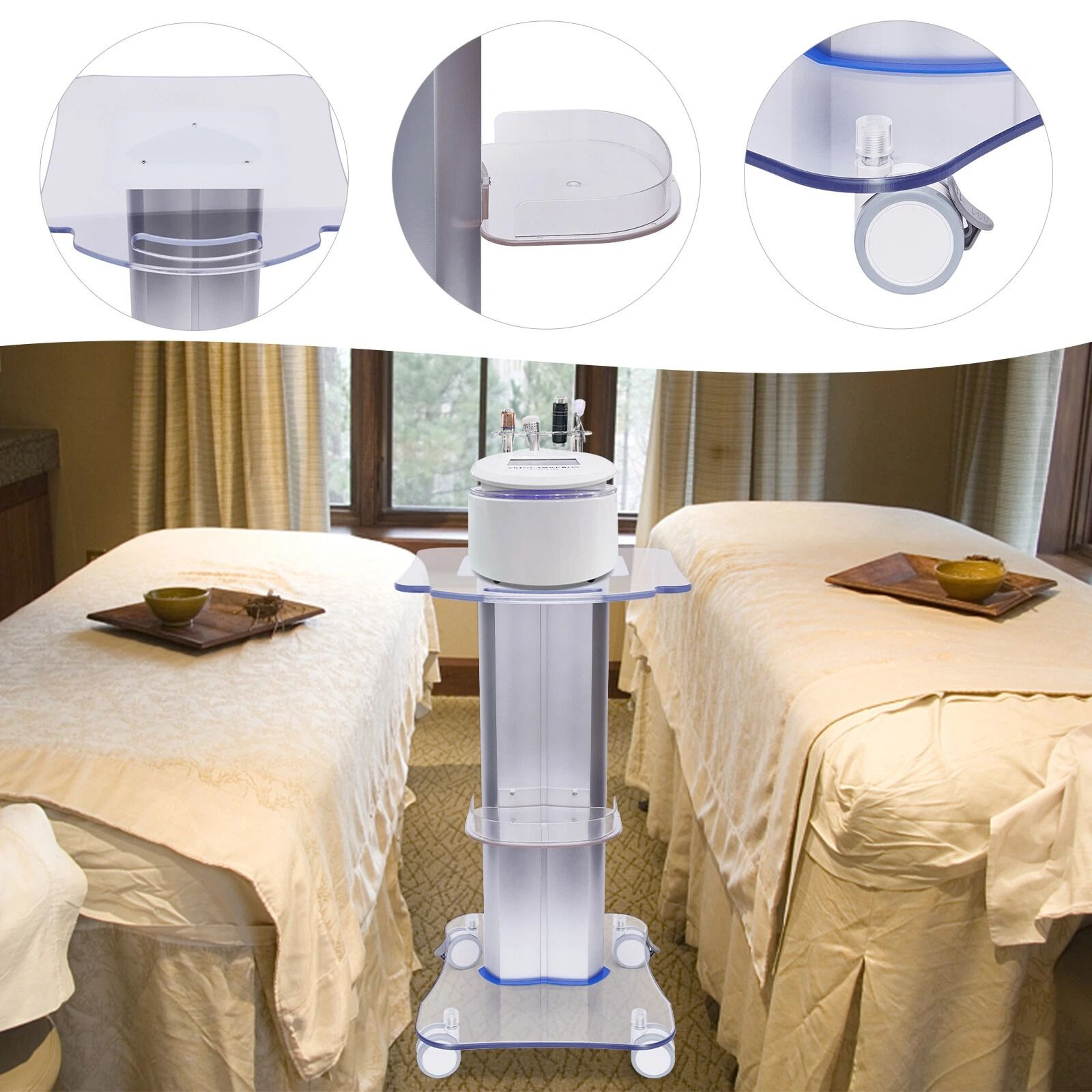 Beauty Salon Rolling Trolley Cart SPA Storage Equipment Organizer Stand 5