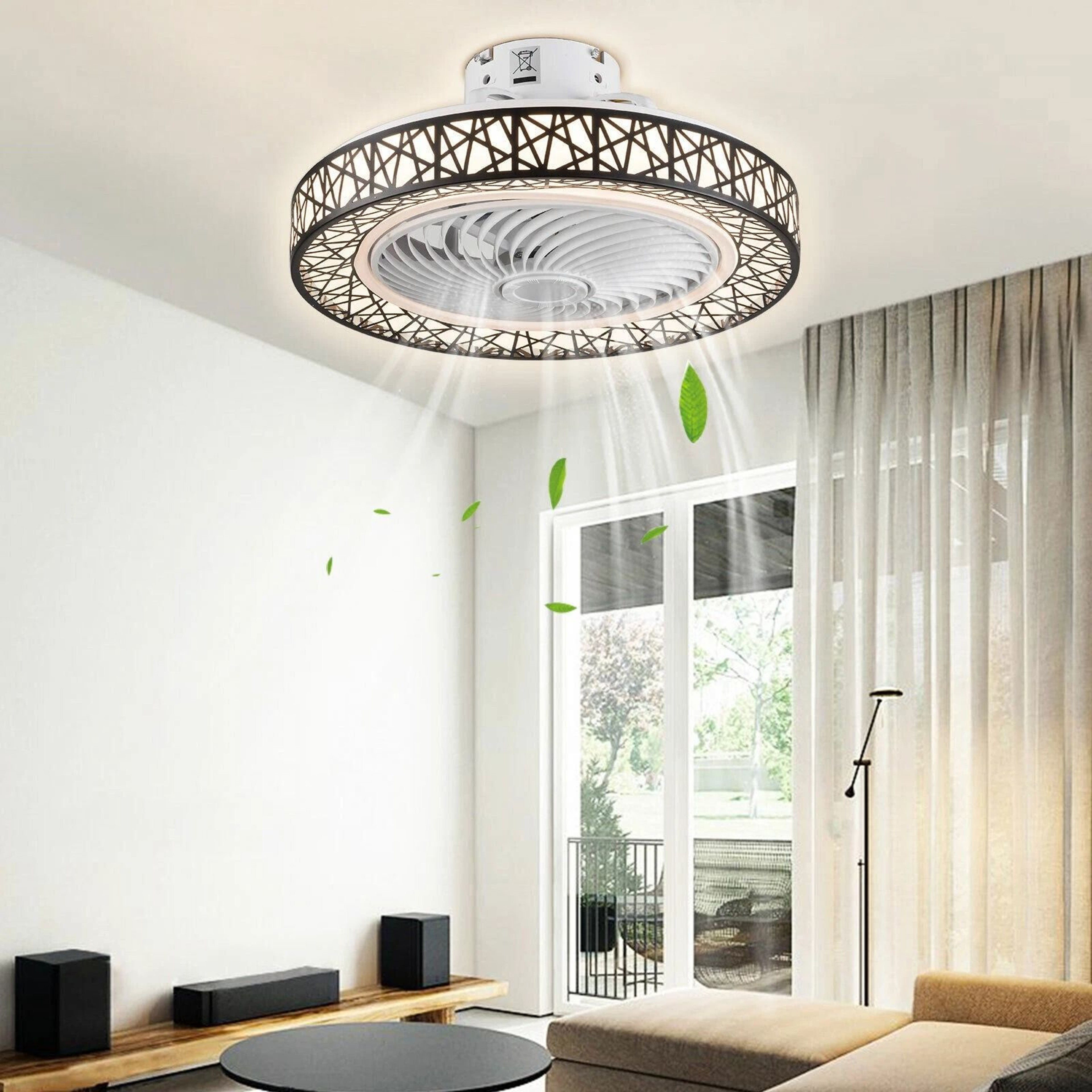 LED Dimmable Ceiling Fan Light Modern Invisible Chandelier Lamp With Remote 0