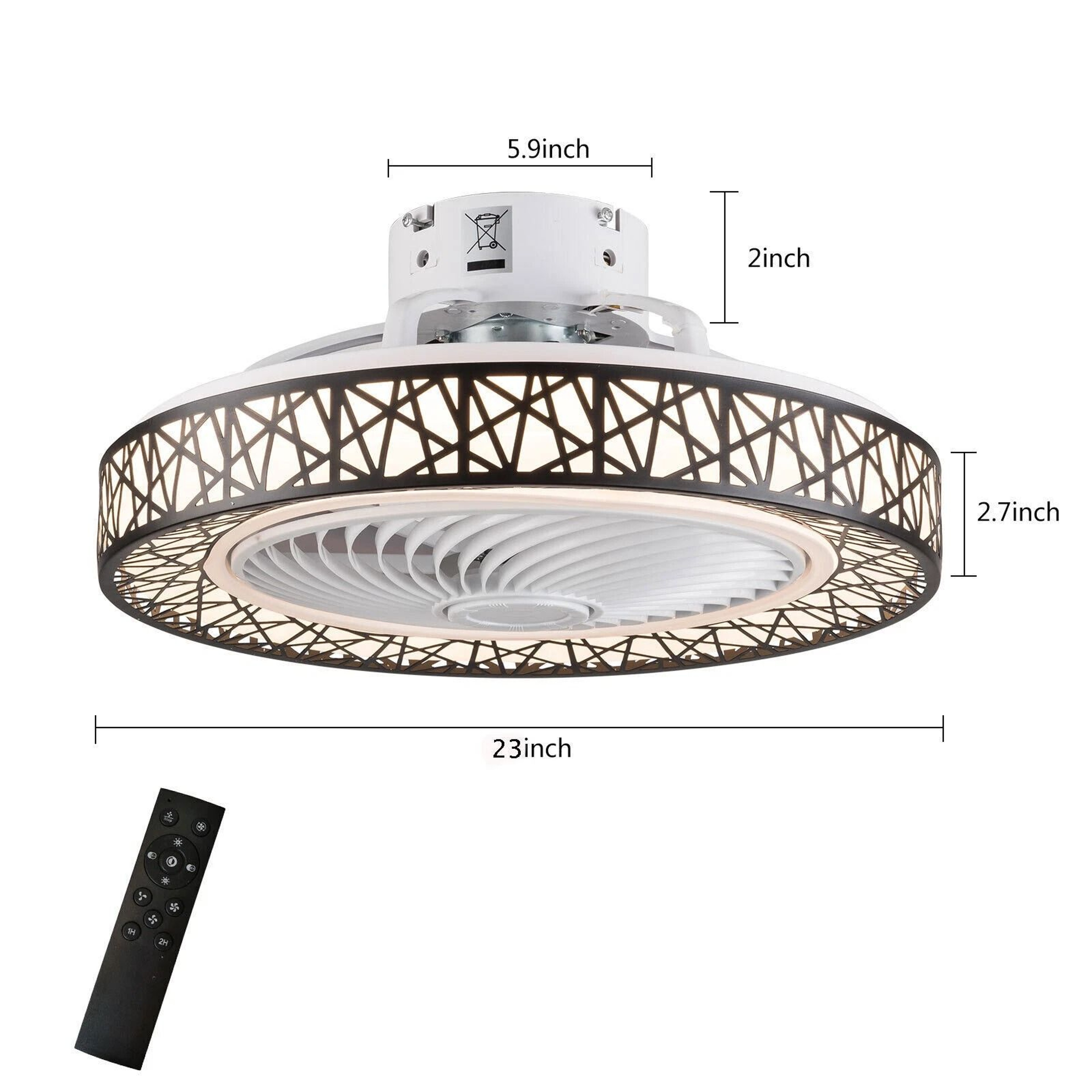 LED Dimmable Ceiling Fan Light Modern Invisible Chandelier Lamp With Remote 6