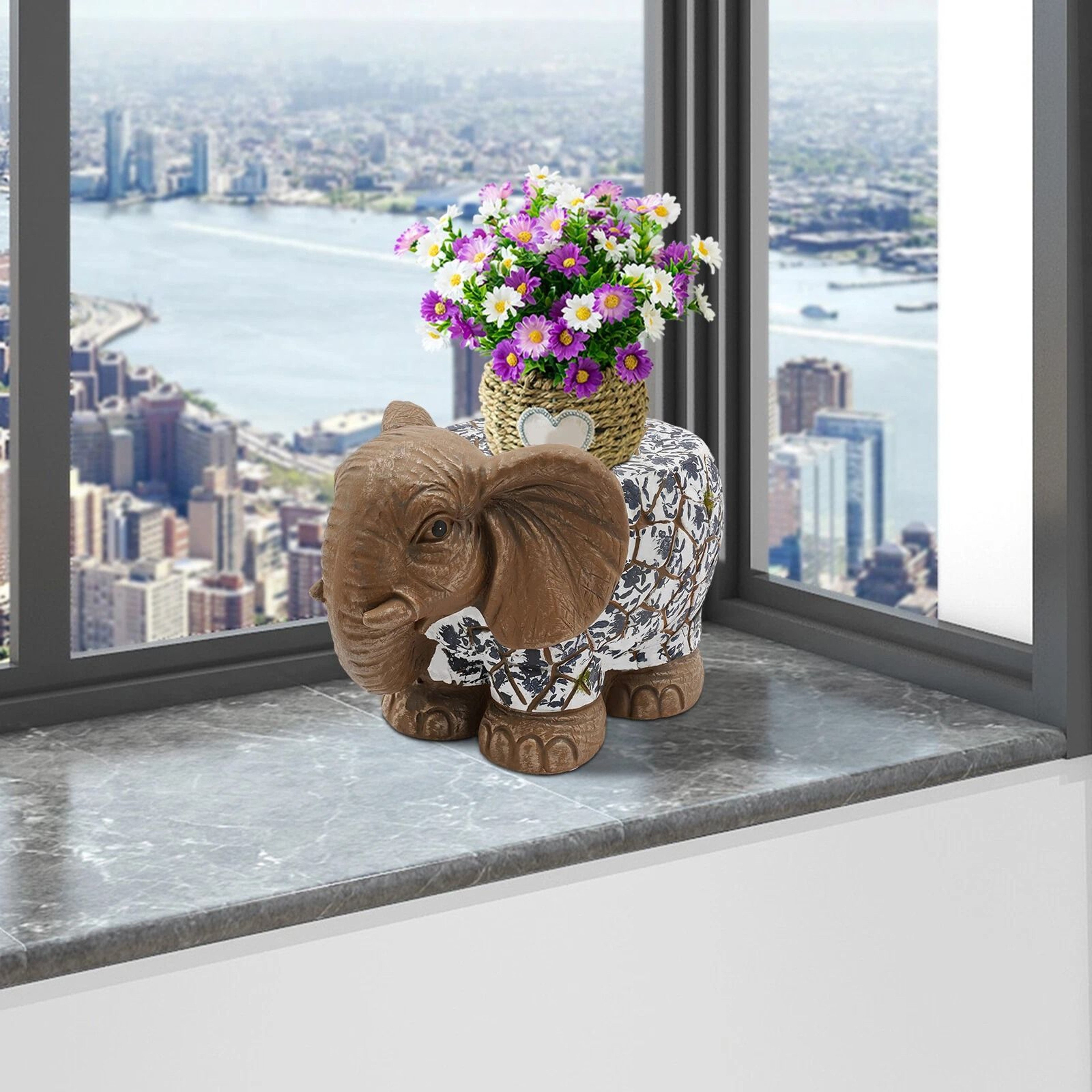Brown Decorative Magnesium Oxide Elephant Garden Stool For Home Decor 0