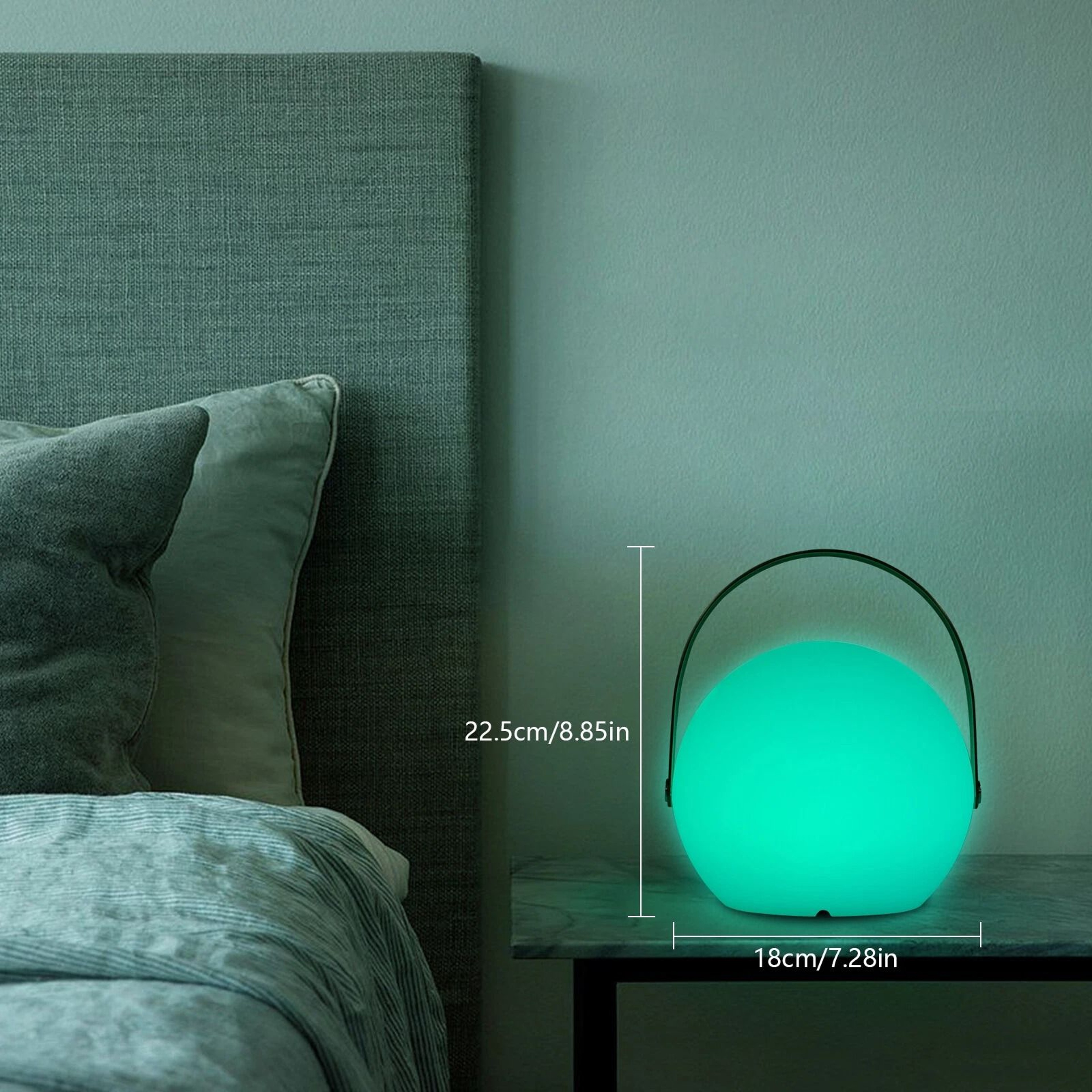 USB Battery Powered LED Table Lamp Sphere Dimmable Remote Control Handle 9