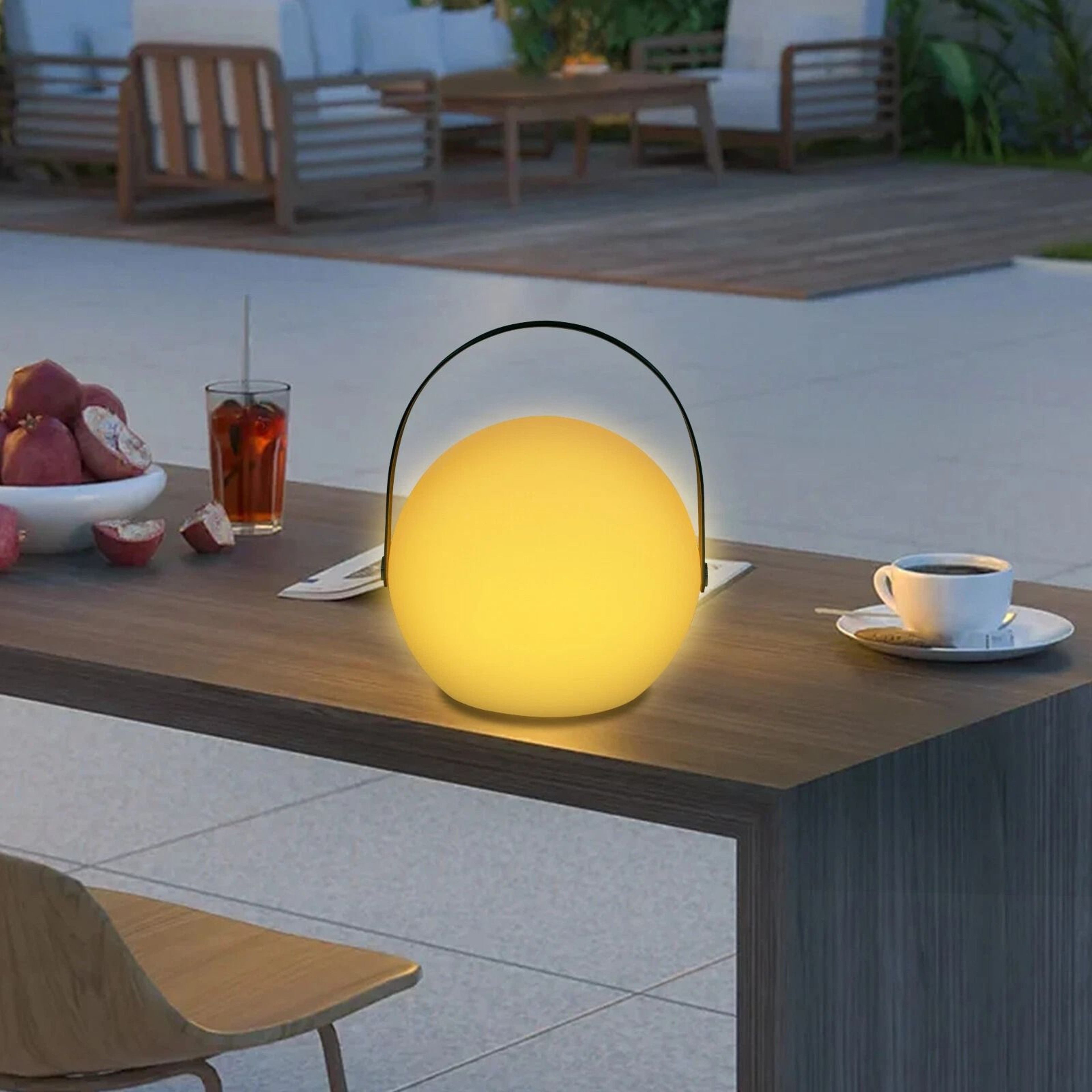 USB Battery Powered LED Table Lamp Sphere Dimmable Remote Control Handle 10