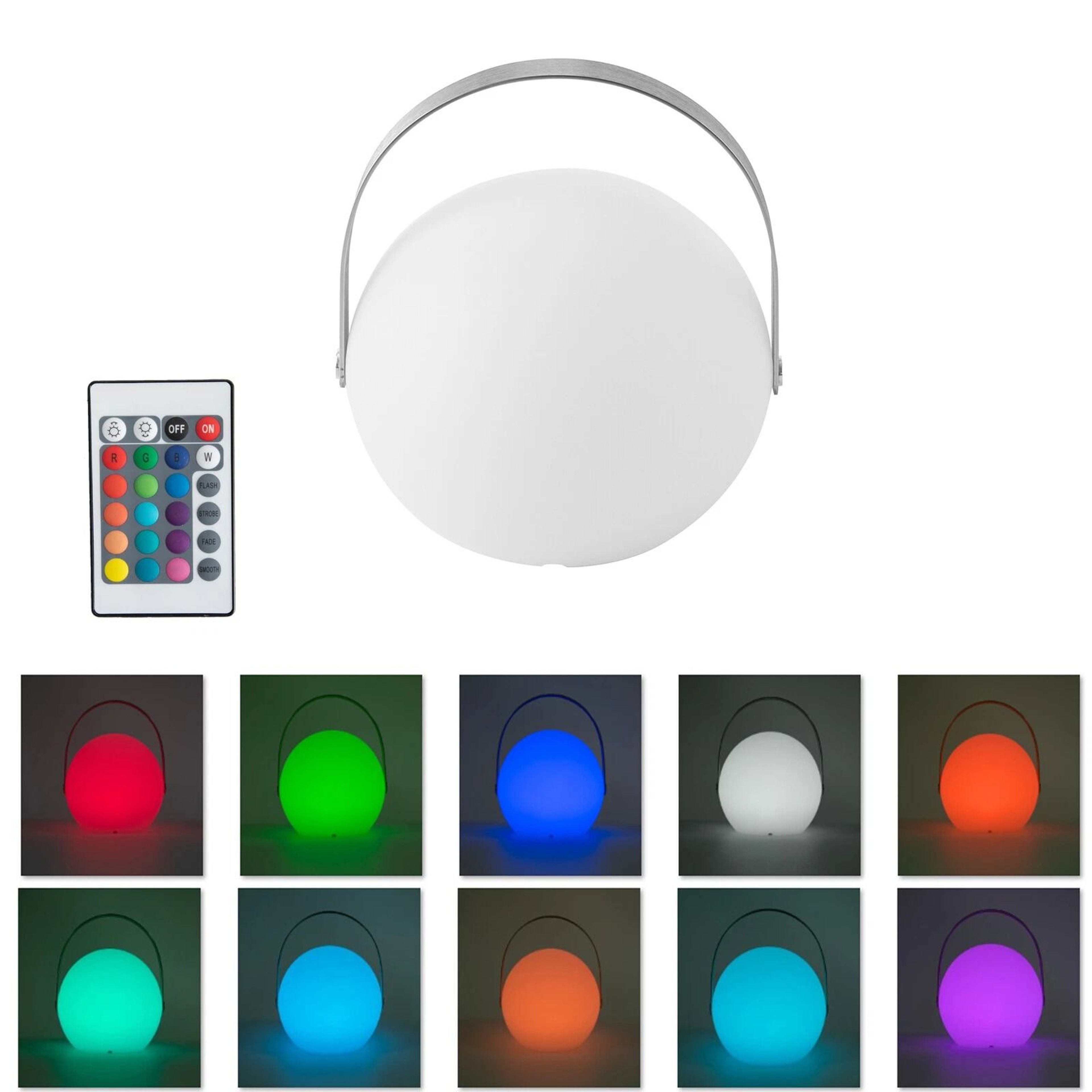 USB Battery Powered LED Table Lamp Sphere Dimmable Remote Control Handle 12
