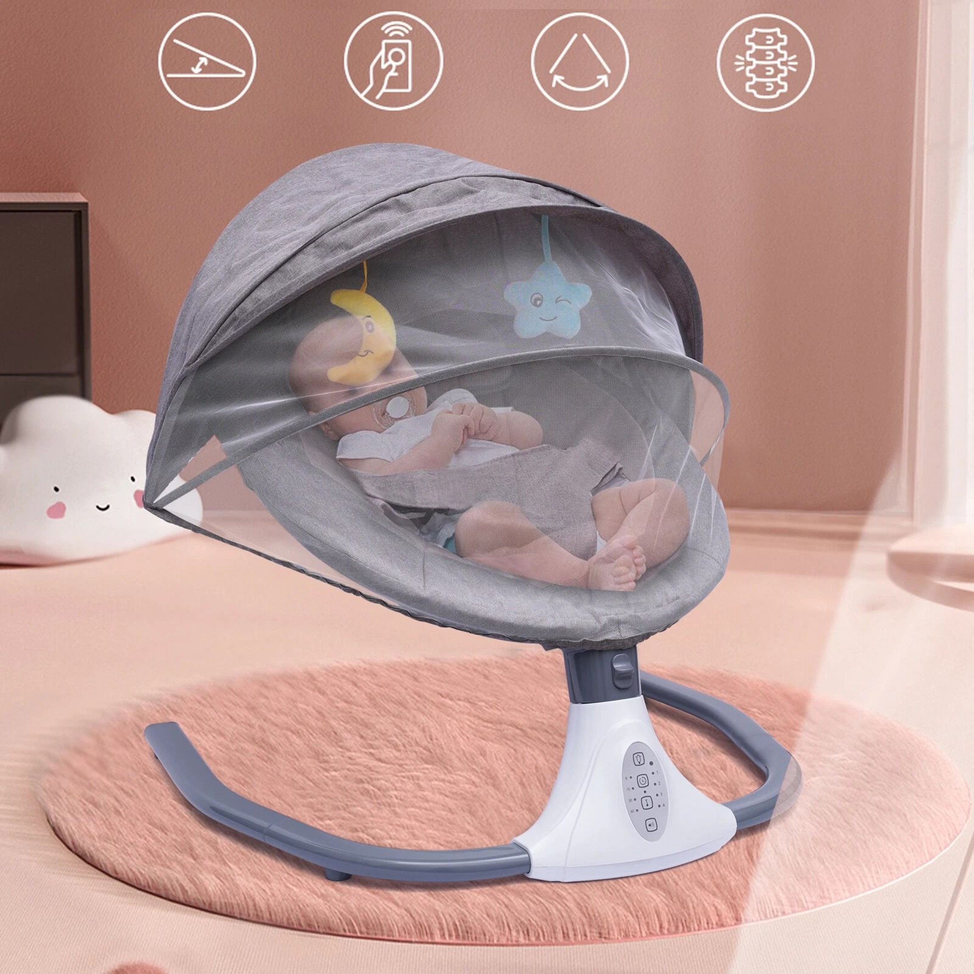Bluetooth Music Cradle Rocker Electric Baby Bouncer Swing Chair For Infants 10