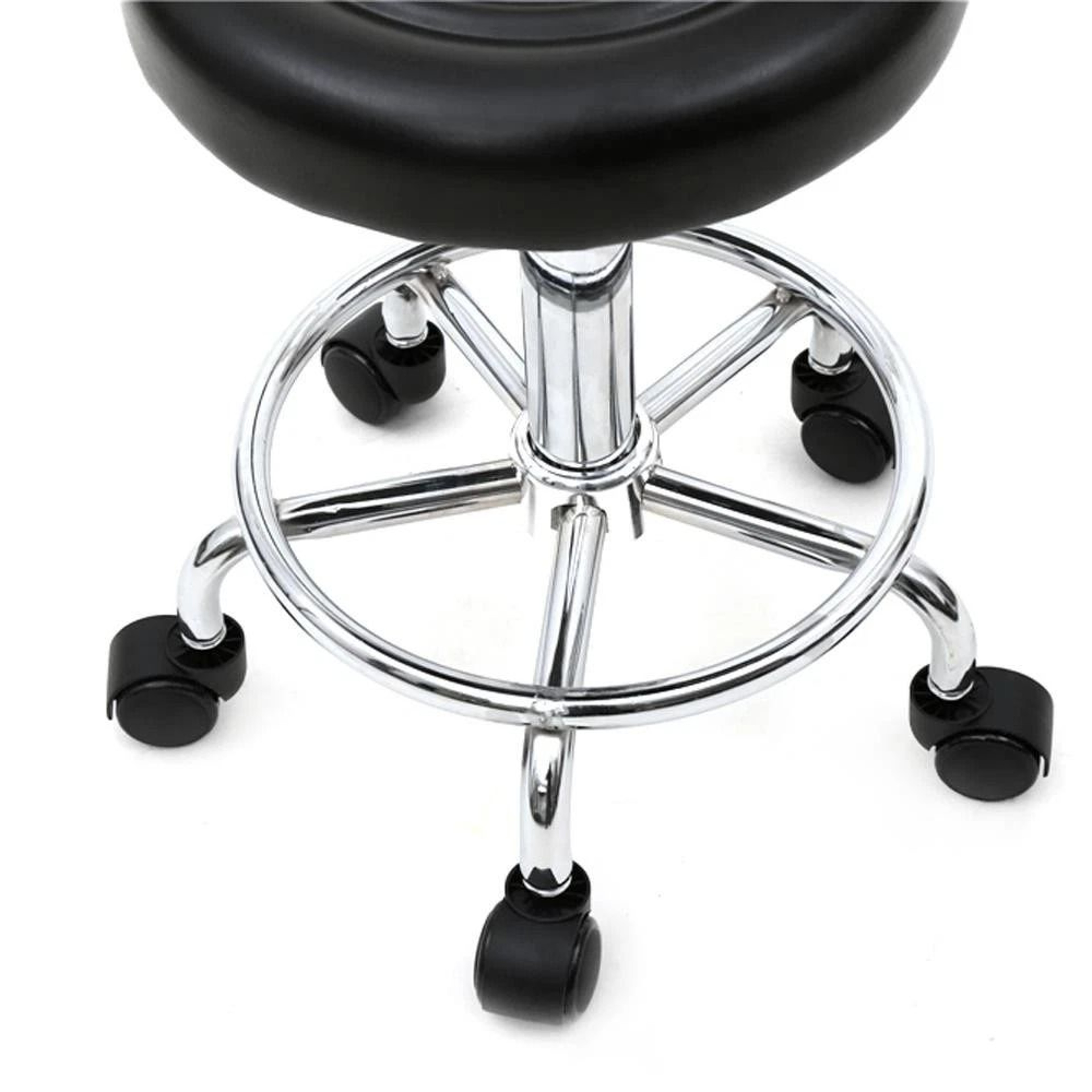 Swivel Salon Stool Chair With Adjustable Hydraulic Backrest And Rolling Wheels 2