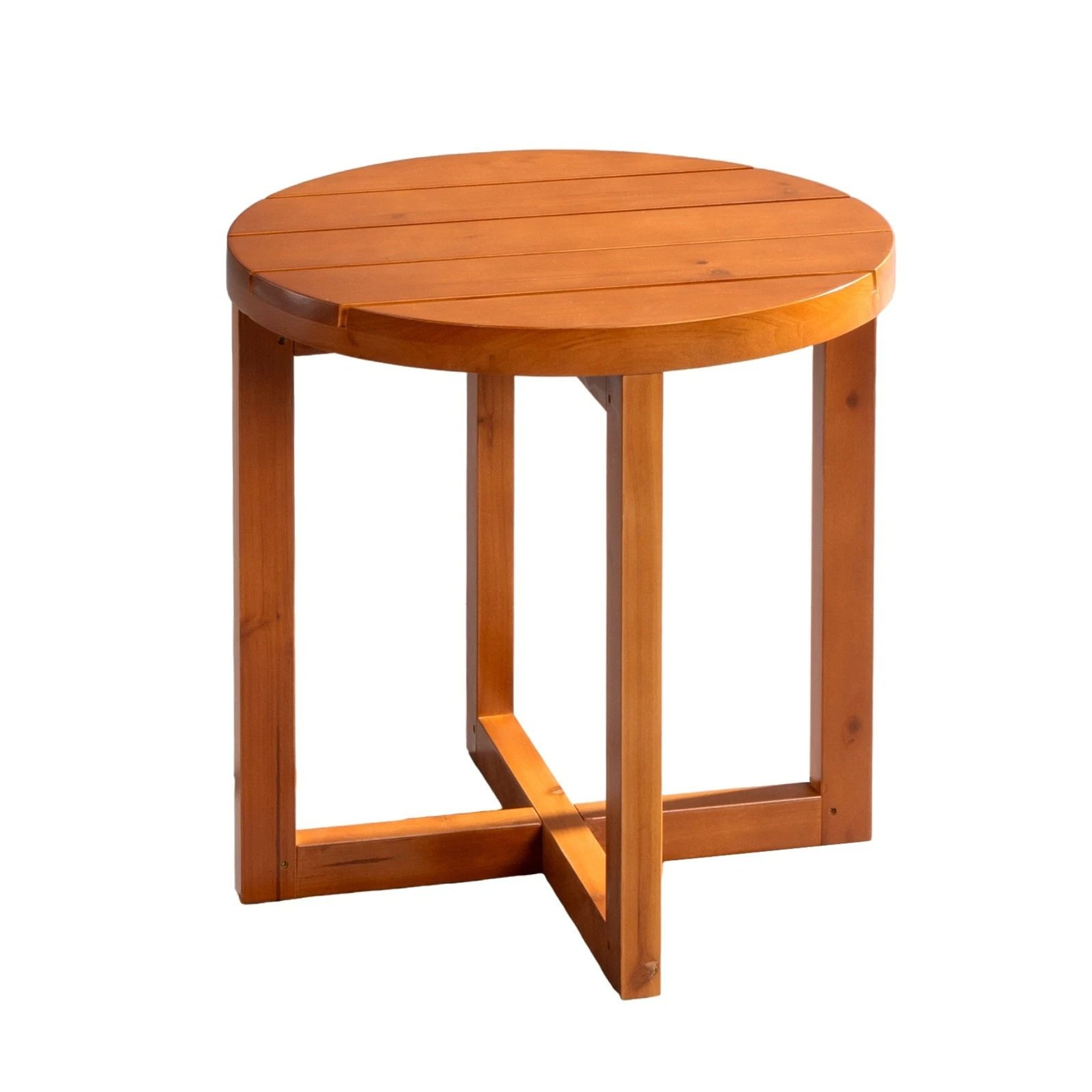 Round Wooden Side End Coffee Table For Indoor  Outdoor Living Room 7
