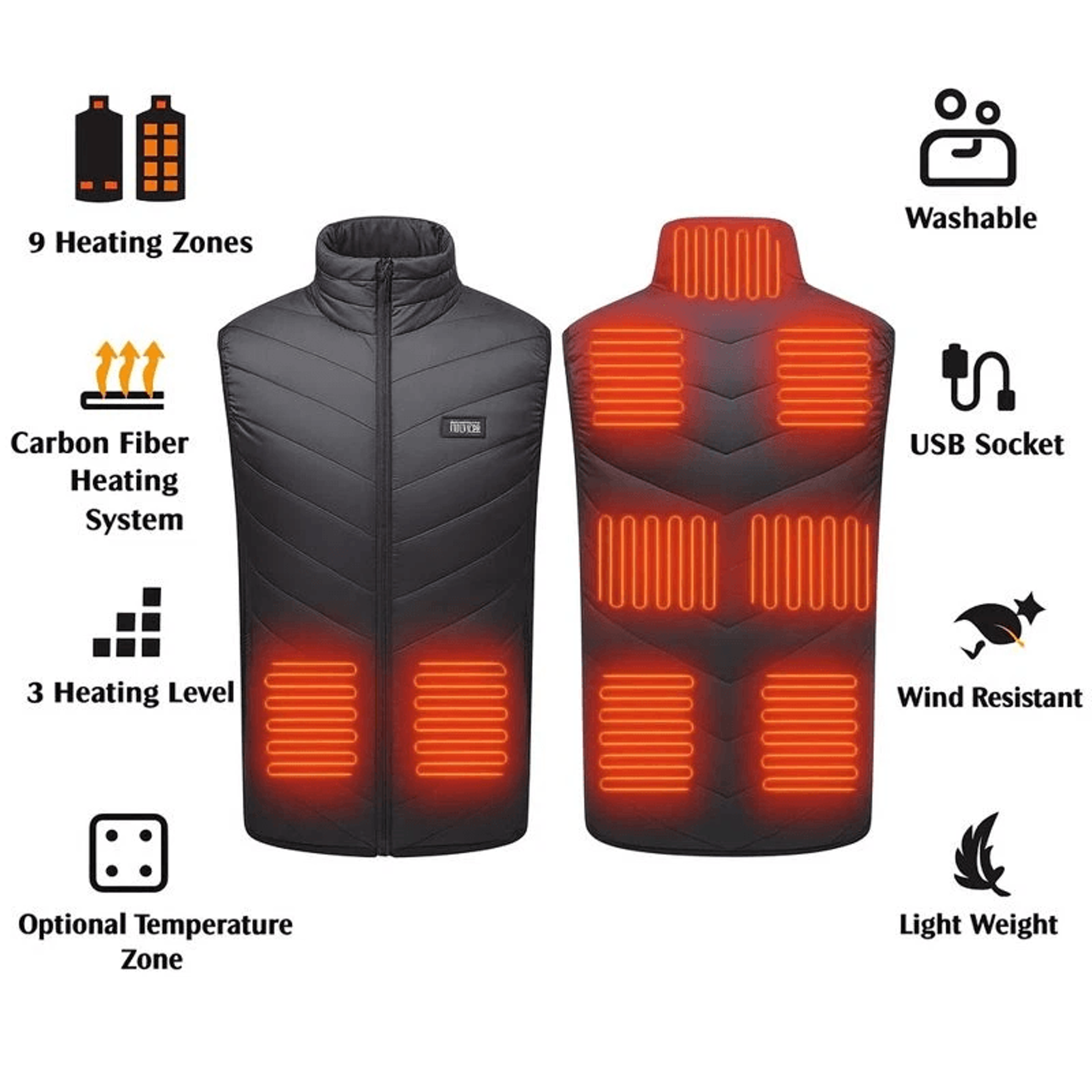 Electric Heating Vest Heating Zones Heated Vest For Outdoors 10