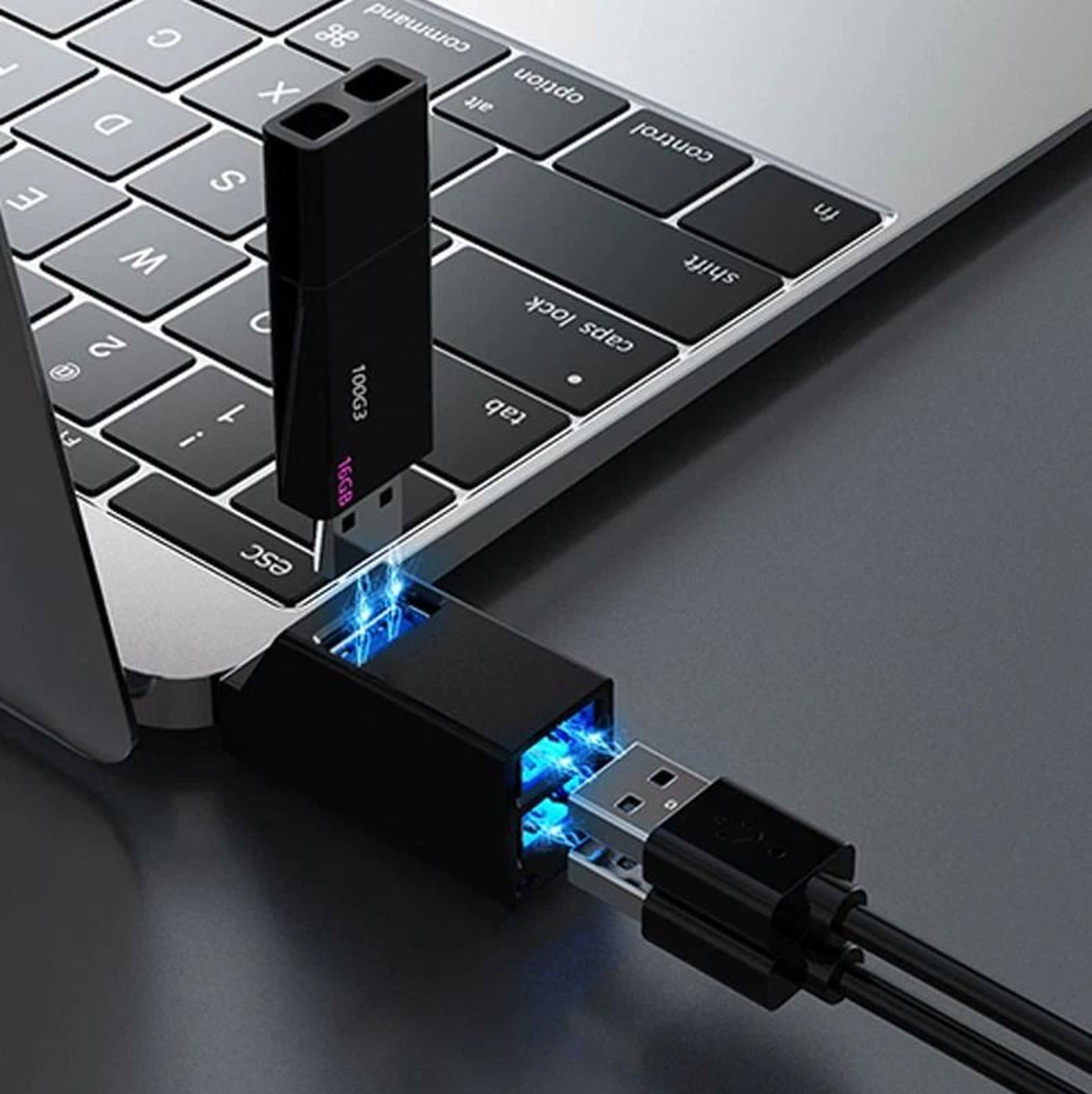 Portable High Speed 3 Port USB Hub Splitter Box For Laptop PC 0
