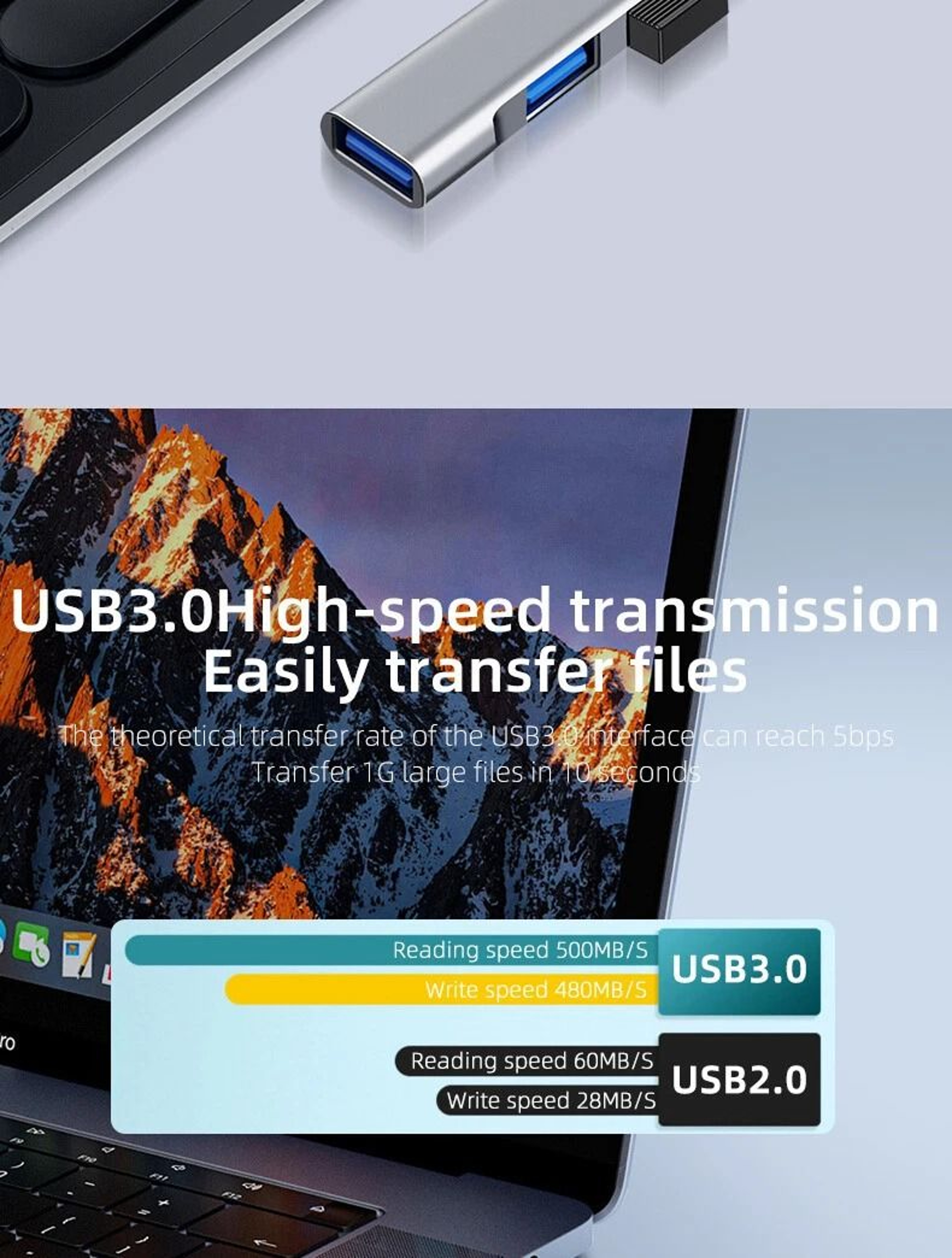 4 Port USBC Hub Splitter For PC Mac MacBook Pro IPad  USB 4