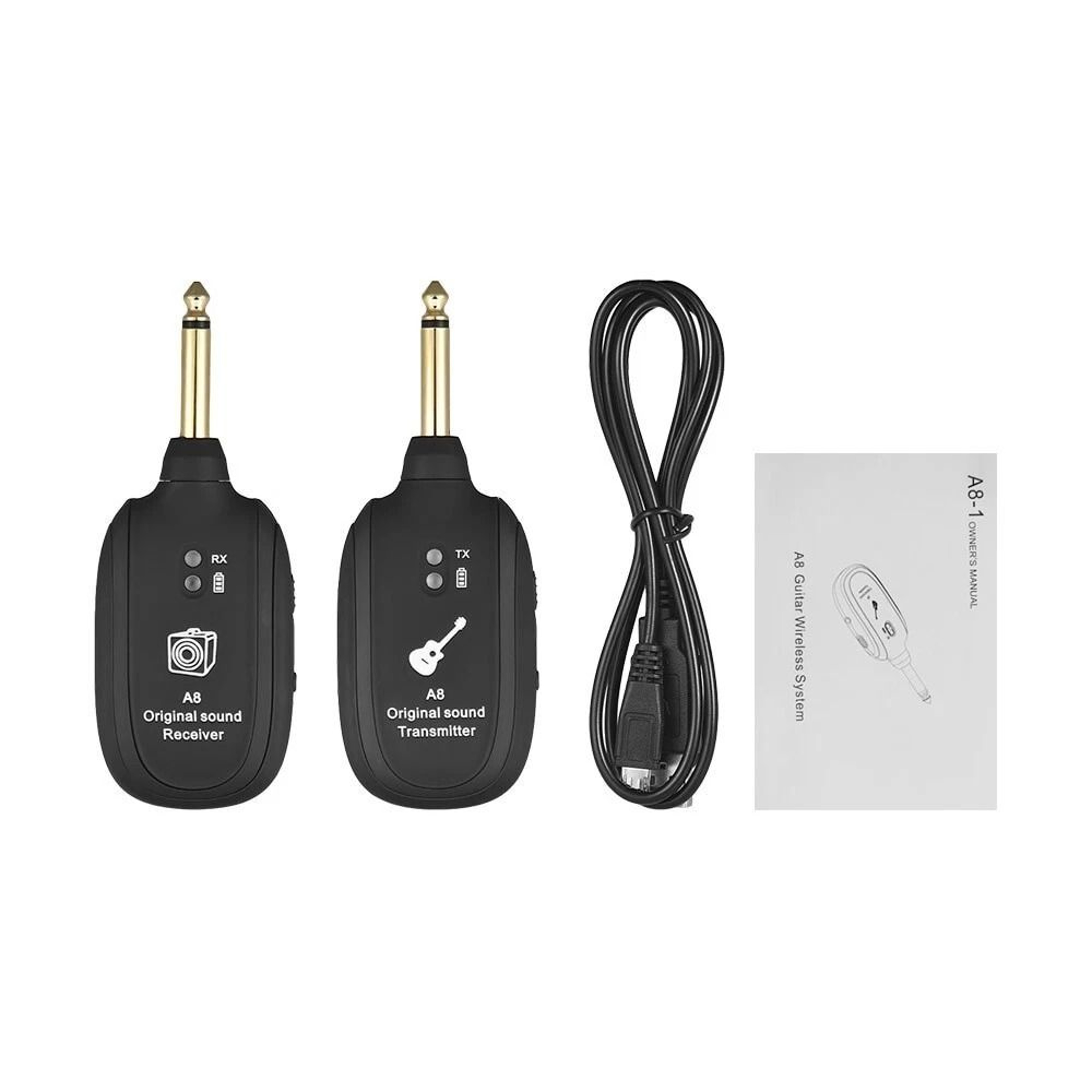 Rechargeable UHF Guitar Wireless System TransmitterReceiver BuiltIn 8
