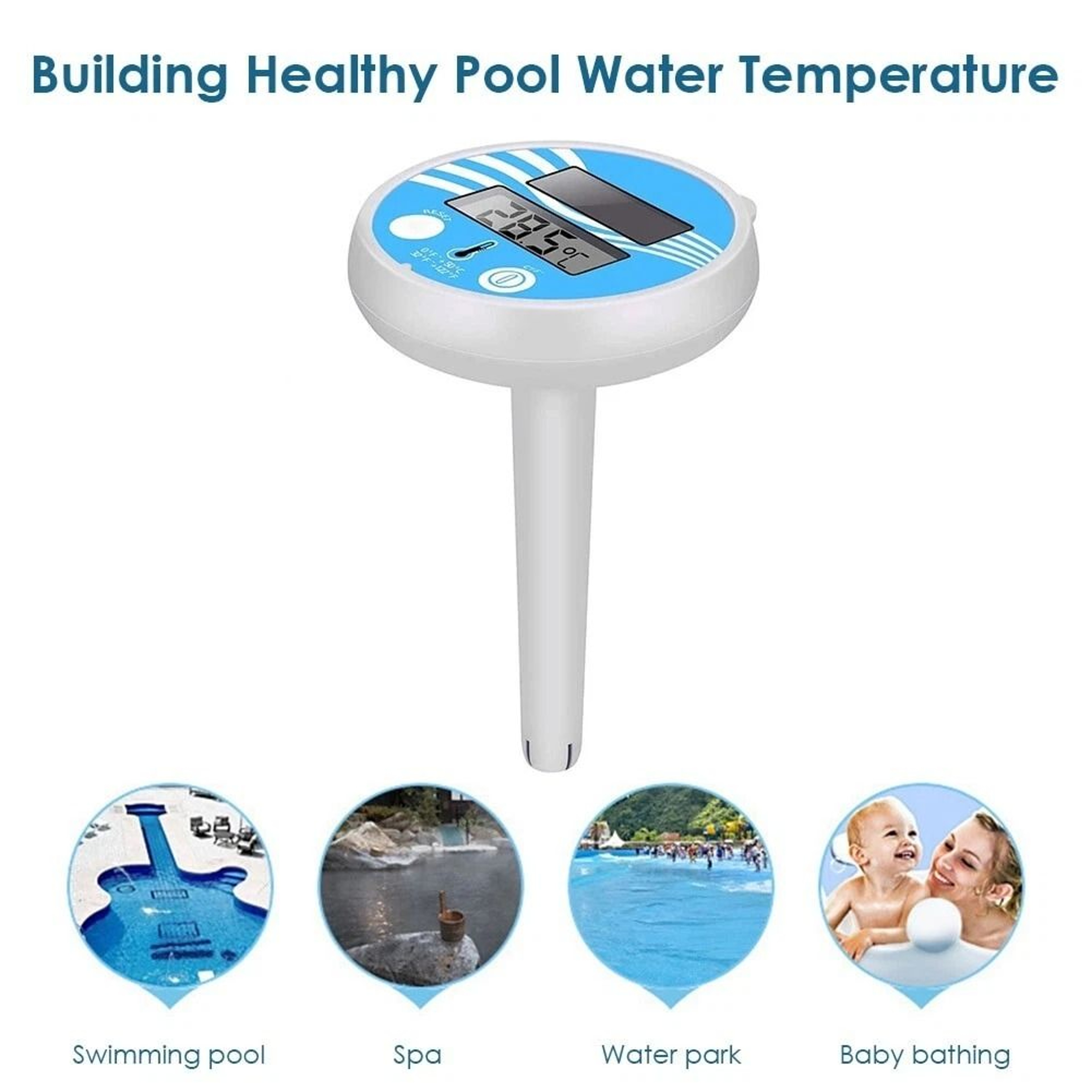 Outdoor Floating Waterproof Digital Solar Powered Rainproof Pool SPA Thermometer 3