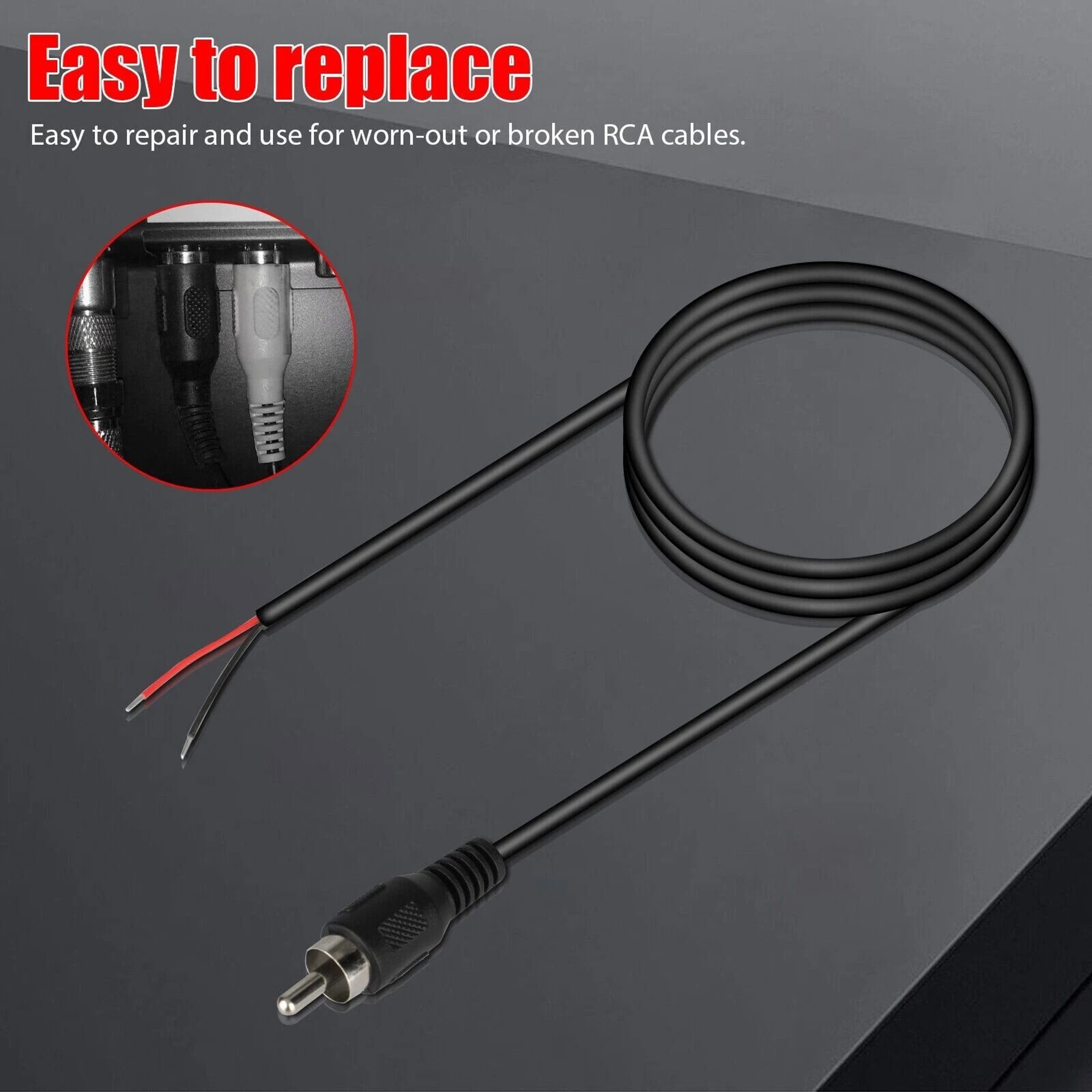 Bare Wire Audio Speaker Subwoofer HDTV Cable Cord RCA Male Plug To Adapter Connector 2