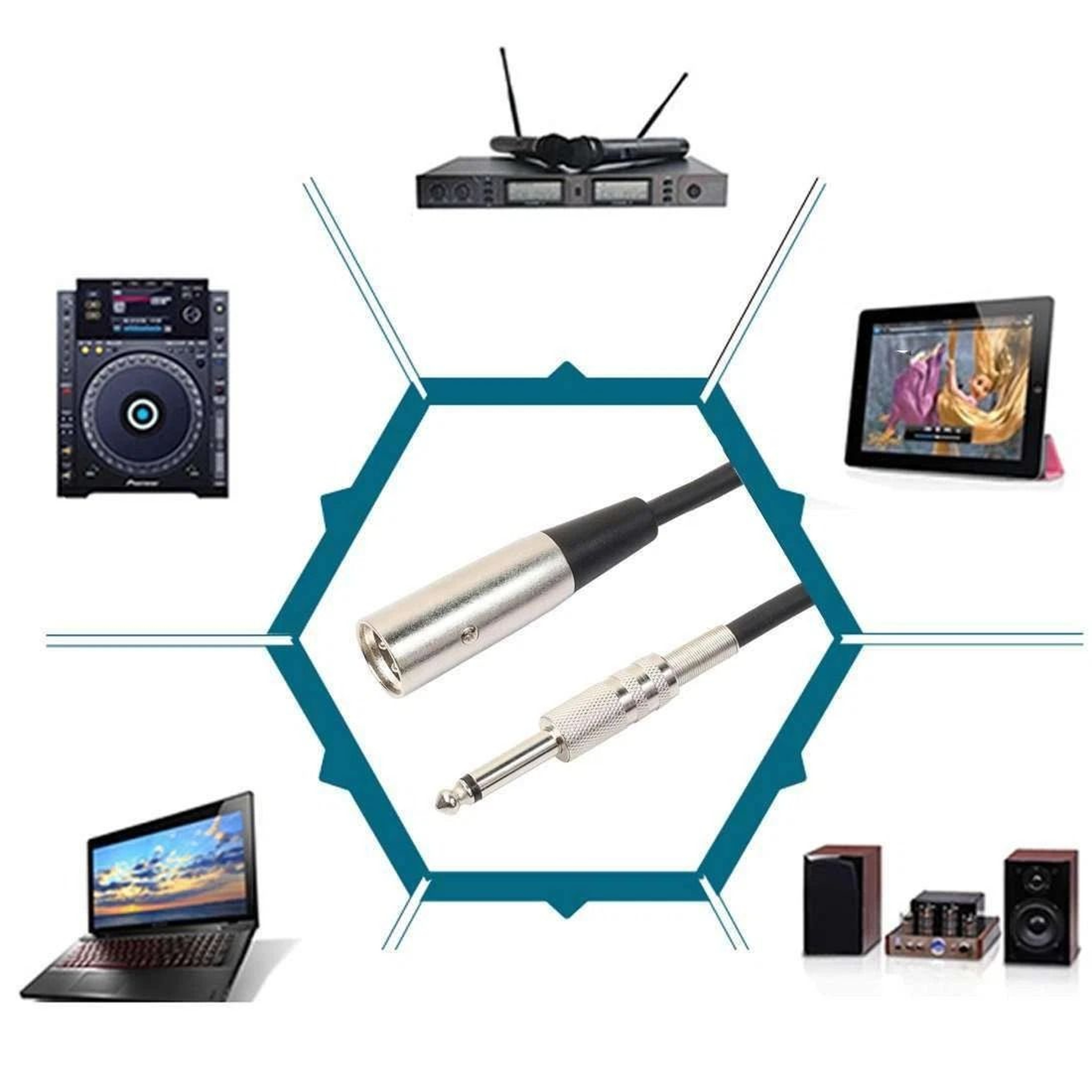 Plug TS Microphone Mono Cable Unbalanced Shielded Audio XLR 3 Pin Male To Adapter Lead 0