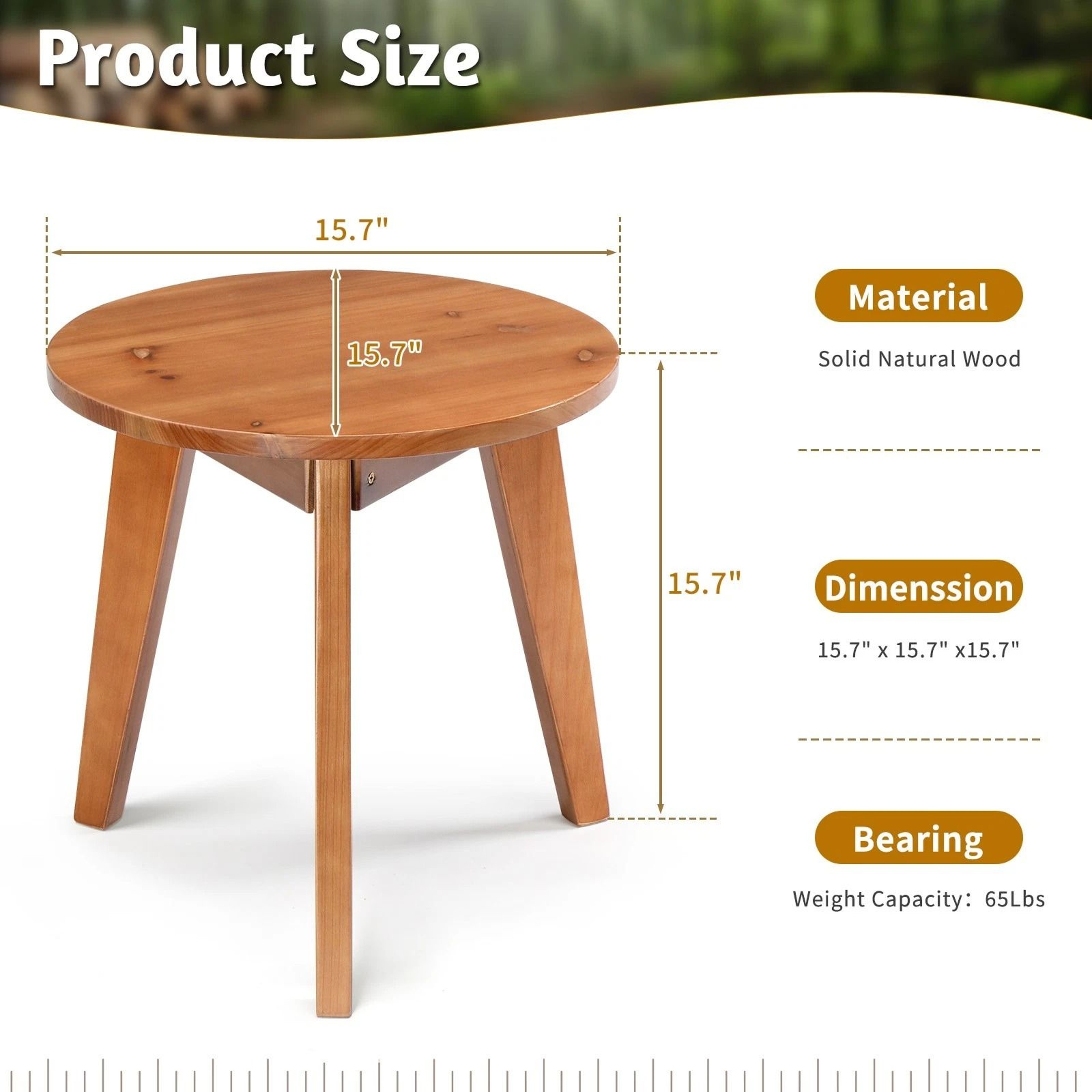 Portable Patio Side Coffee End Table Wooden Bedside Furniture Indoor Outdoor 2