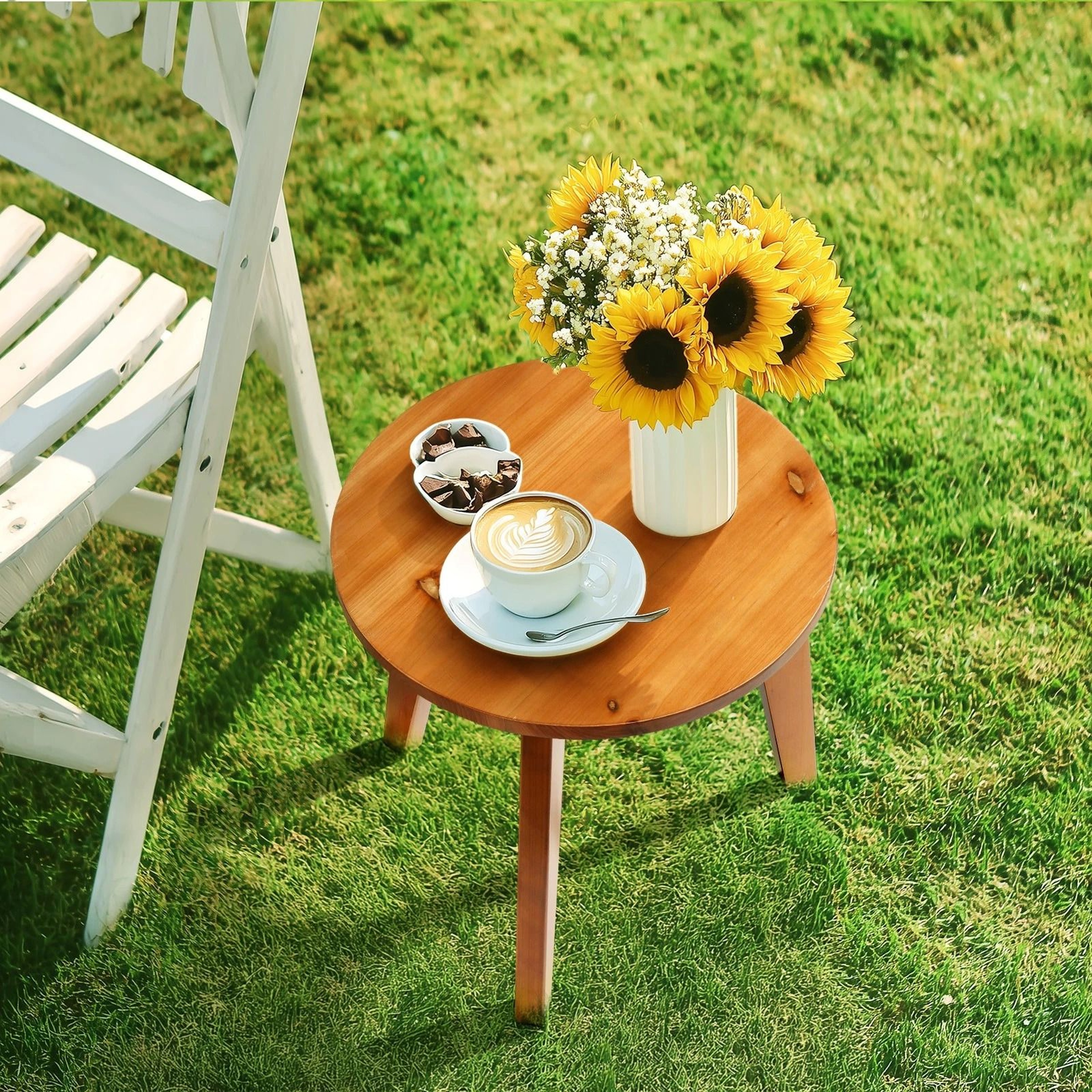Portable Patio Side Coffee End Table Wooden Bedside Furniture Indoor Outdoor 5