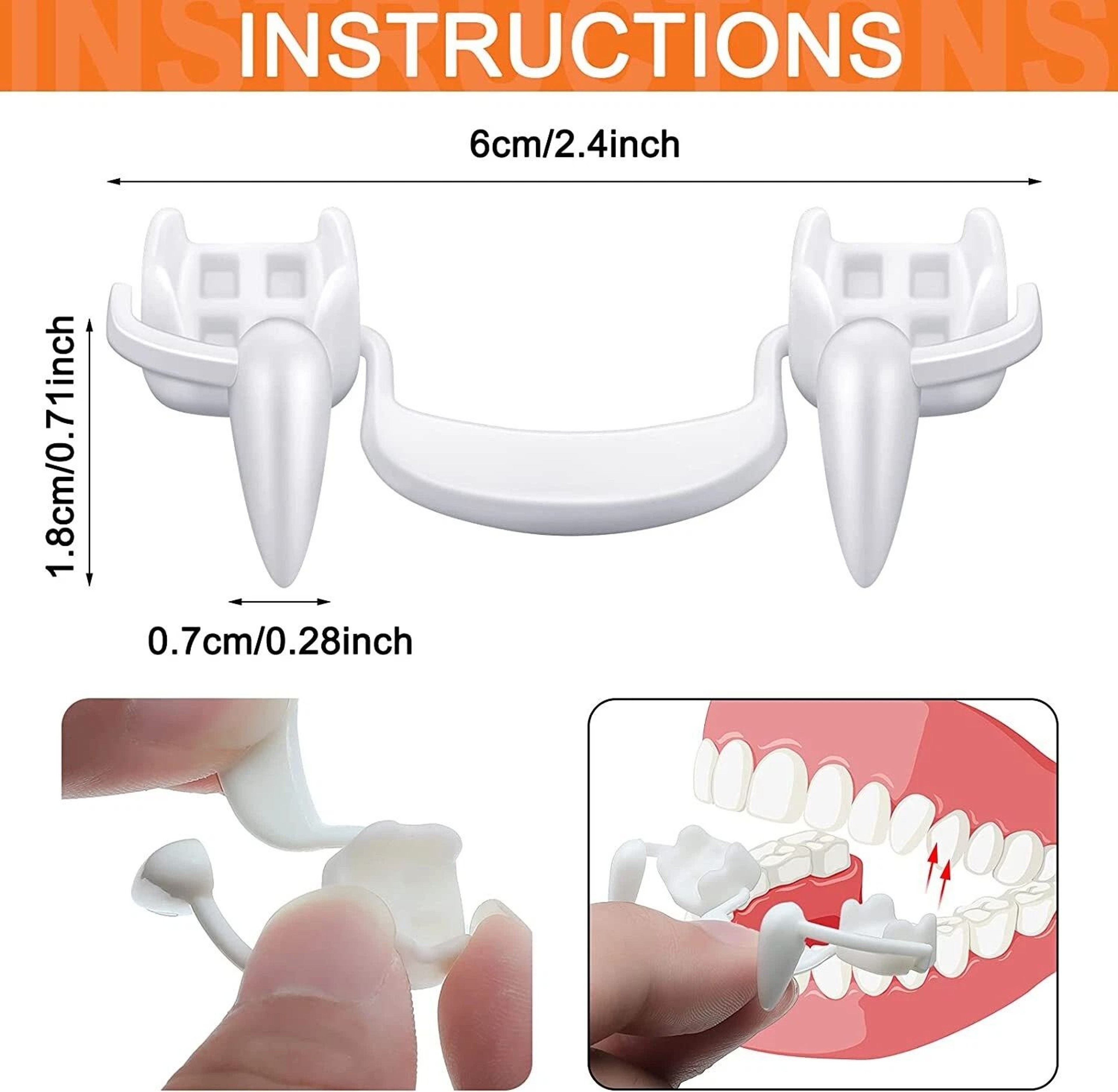 Fangs Halloween Cosplay Retractable Vampire Teeth Makeup Zombie Dentures Teeth 4
