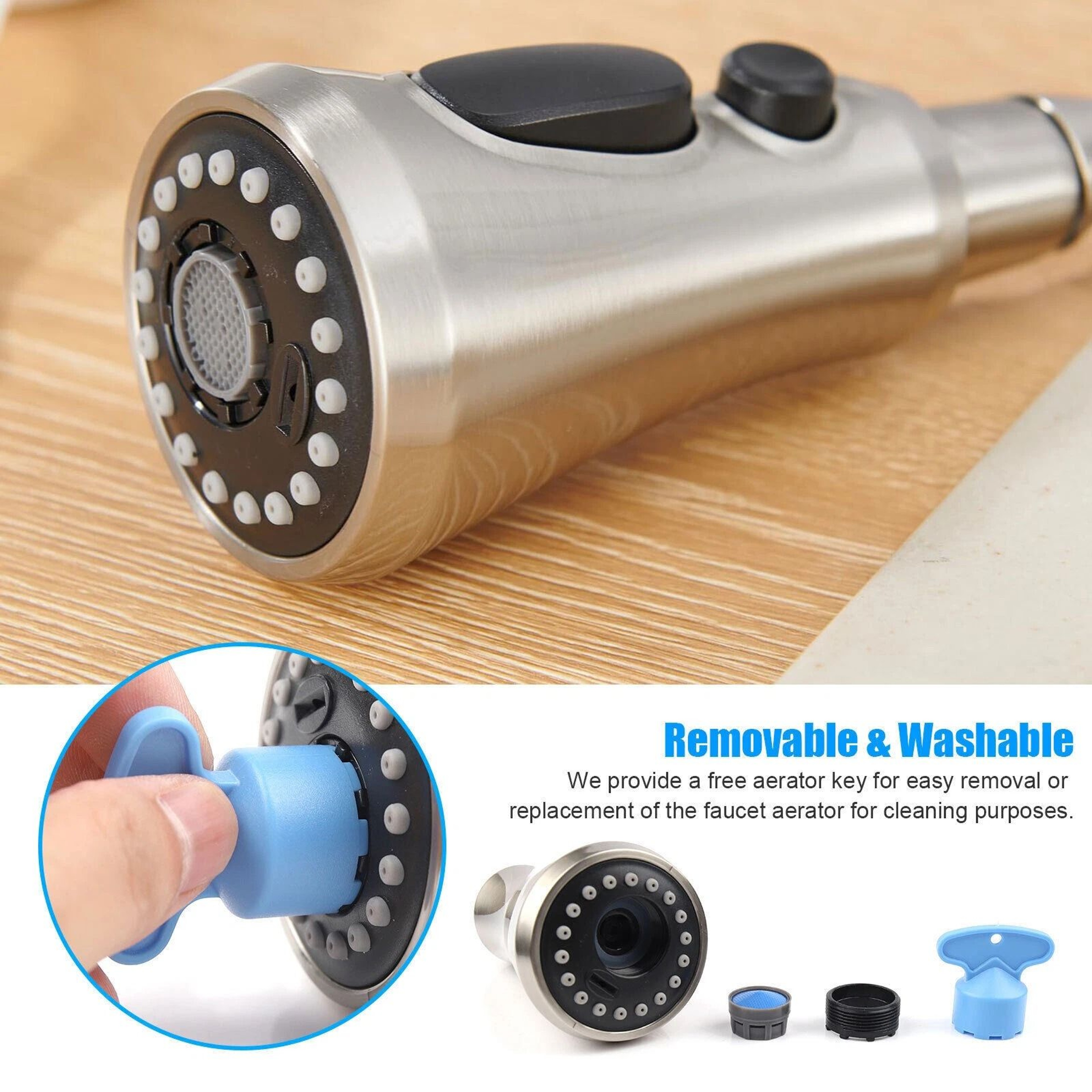 3Mode Pull Down Out Kitchen Faucet Spray Head Nozzle Sprayer Replacement Parts 3