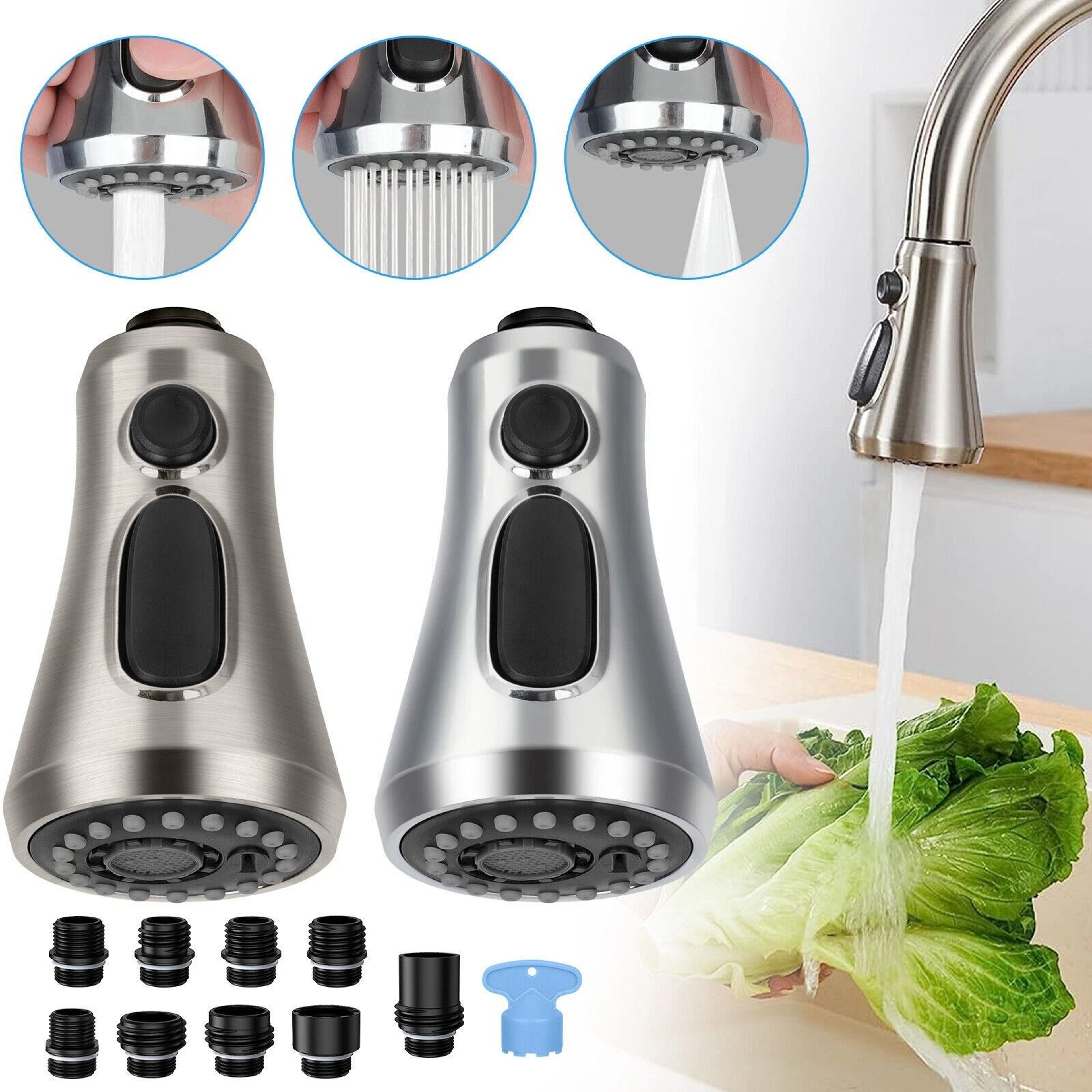 3Mode Pull Down Out Kitchen Faucet Spray Head Nozzle Sprayer Replacement Parts 12