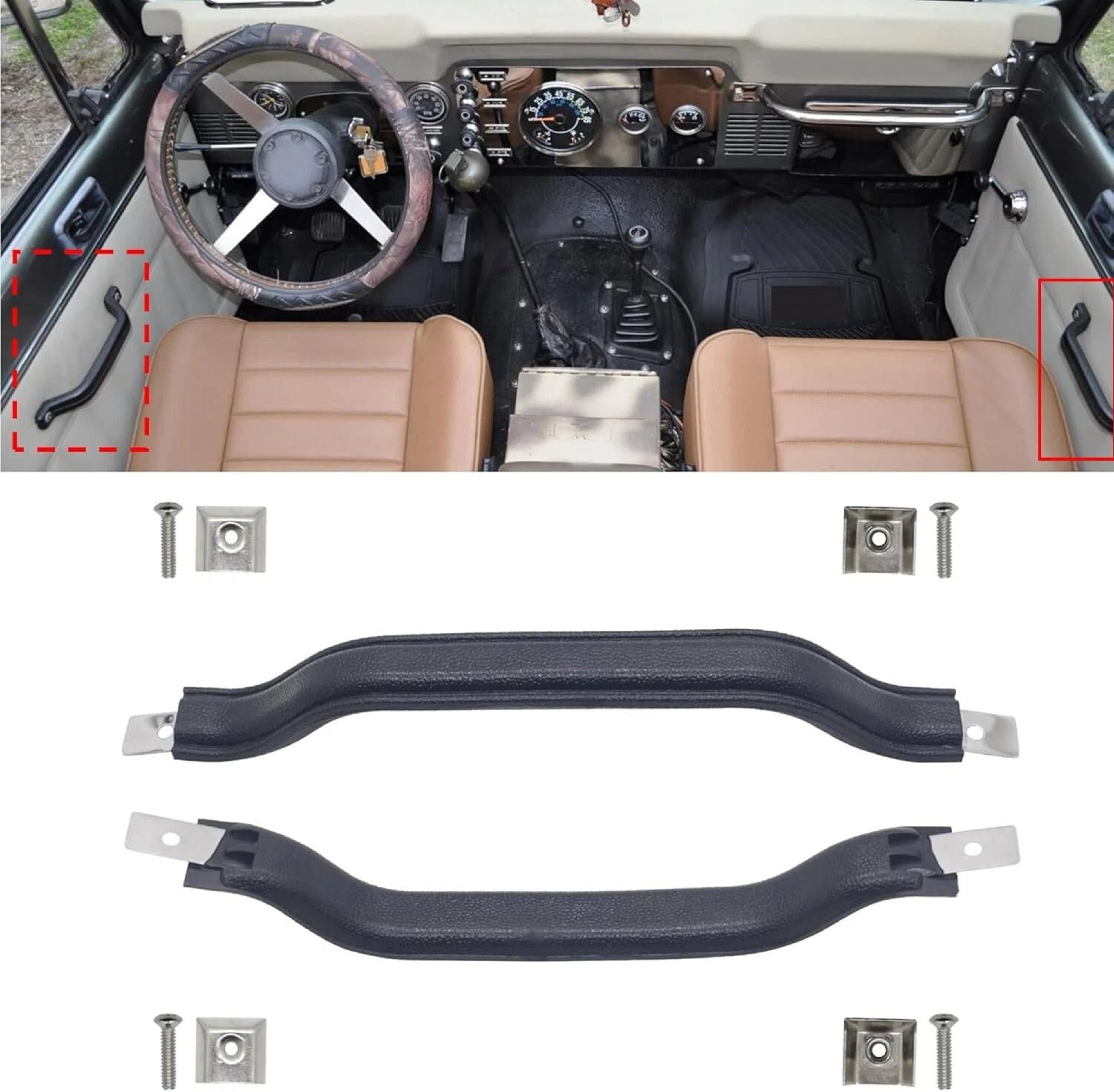 Black Interior Door Pull Strap Inside Handle Set Pair WRANGLER NEW 0