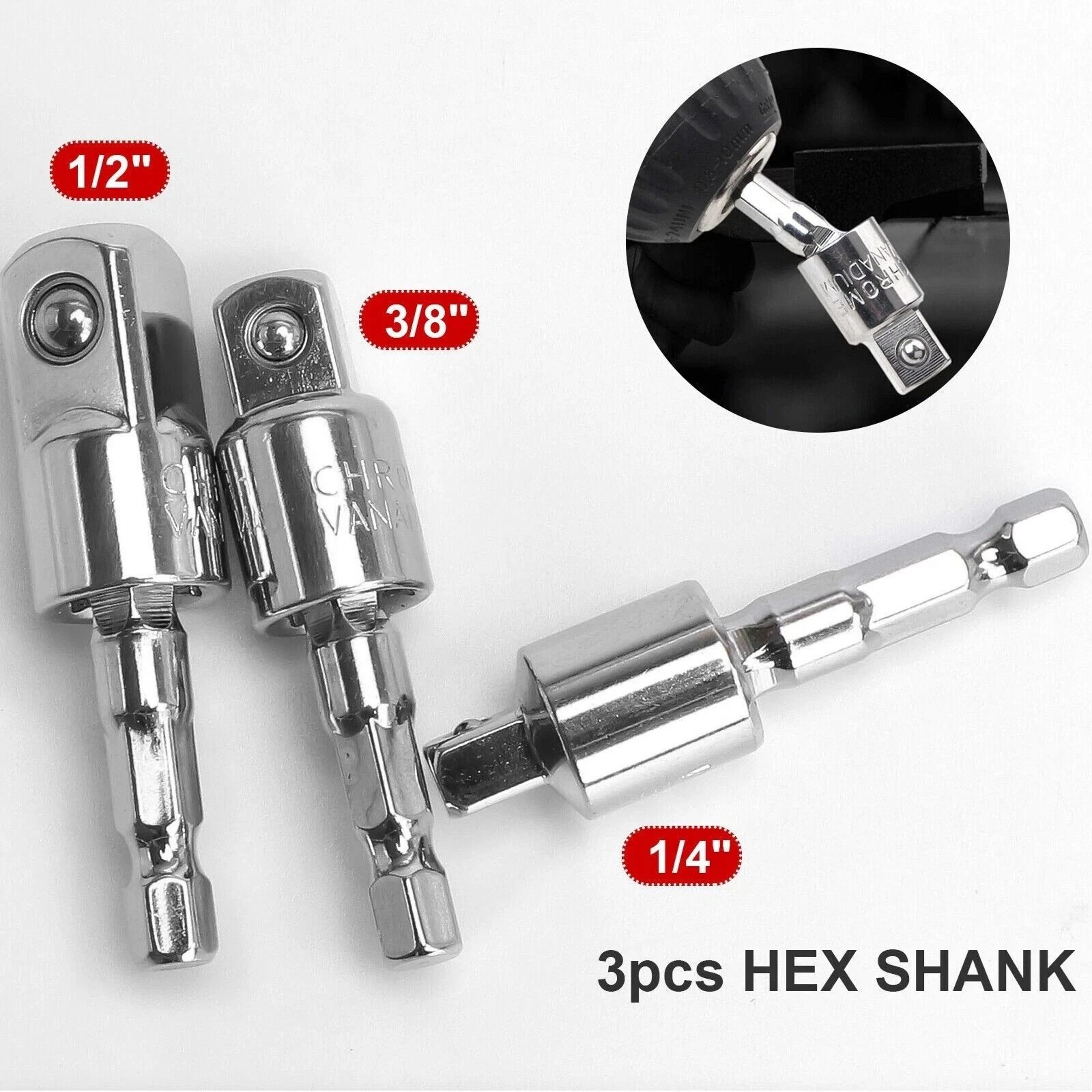 Hex Shank Socket Adapter Set For Impact Driver Drill 1