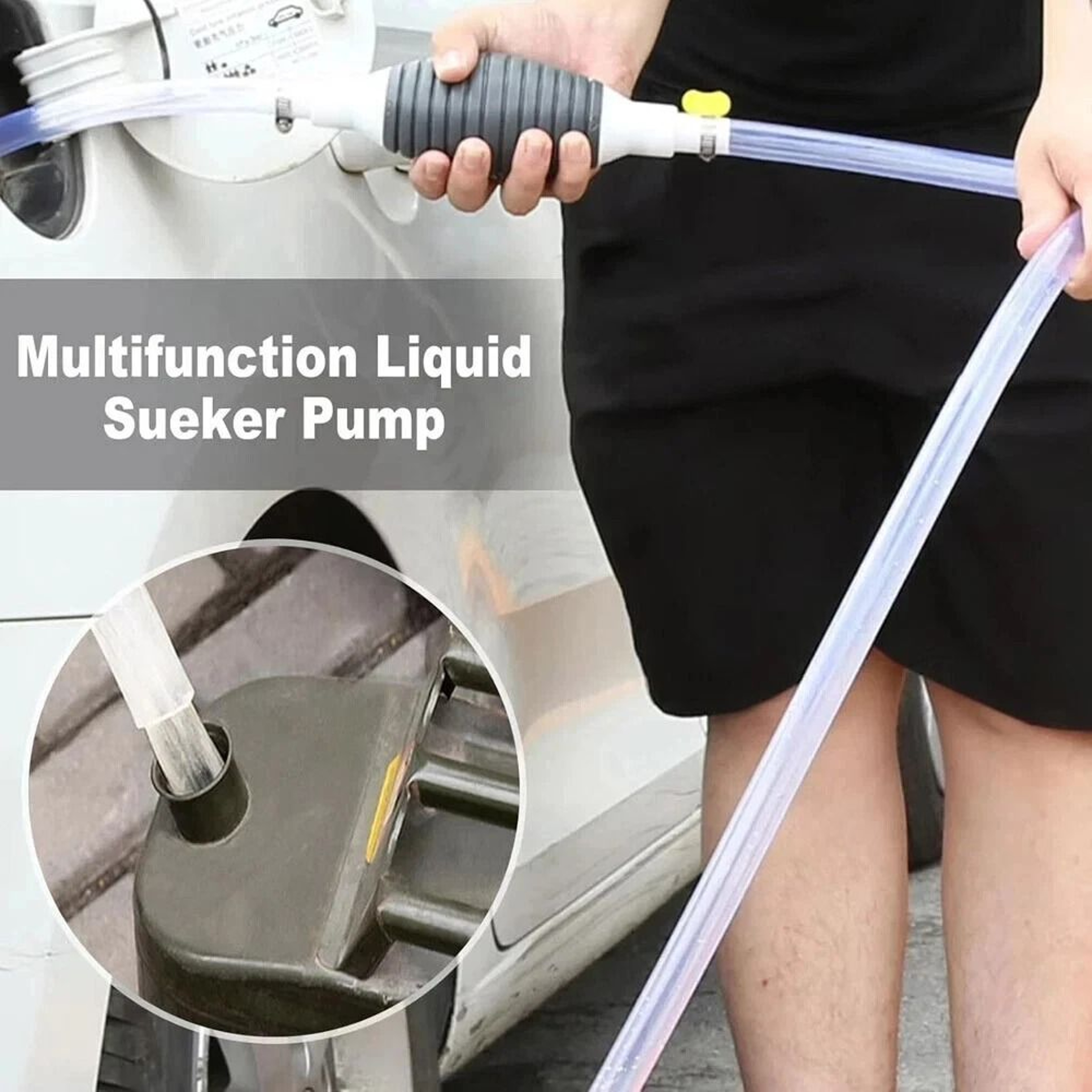 Portable Manual Car Fuel Transfer Pump With Siphon Hose Gas Gasoline Petrol Hand Pump 10