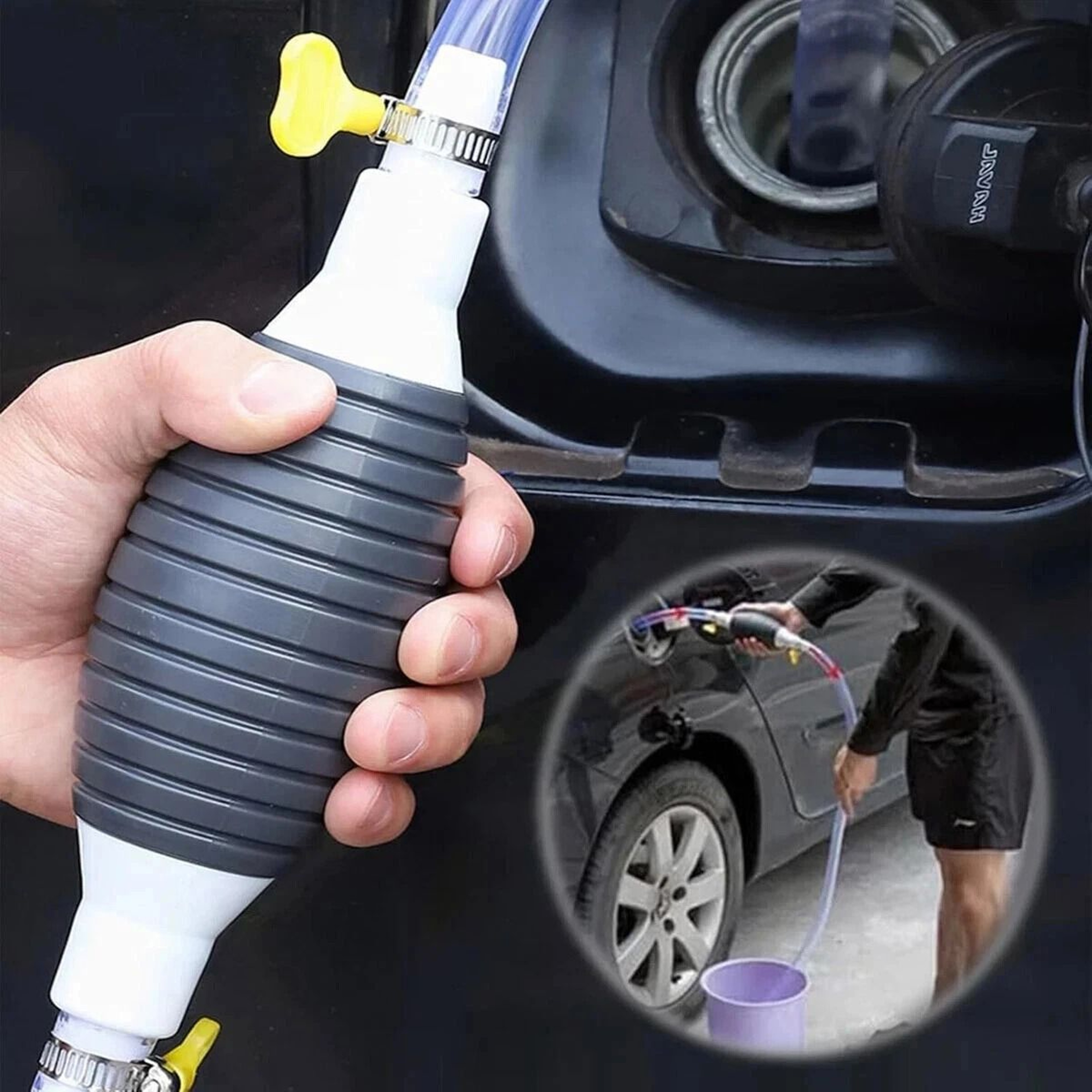 Portable Manual Car Fuel Transfer Pump With Siphon Hose Gas Gasoline Petrol Hand Pump 11