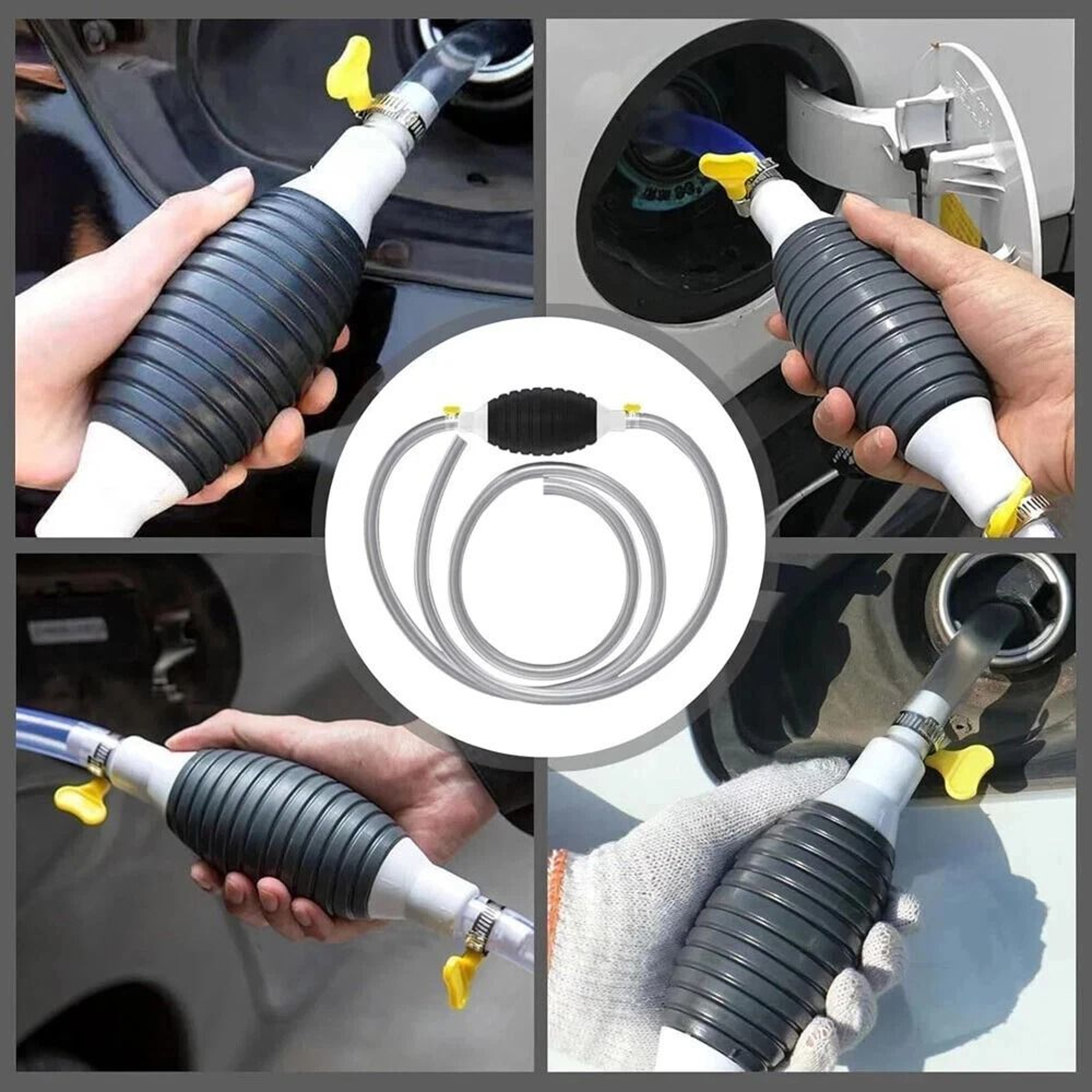 Portable Manual Car Fuel Transfer Pump With Siphon Hose Gas Gasoline Petrol Hand Pump 4