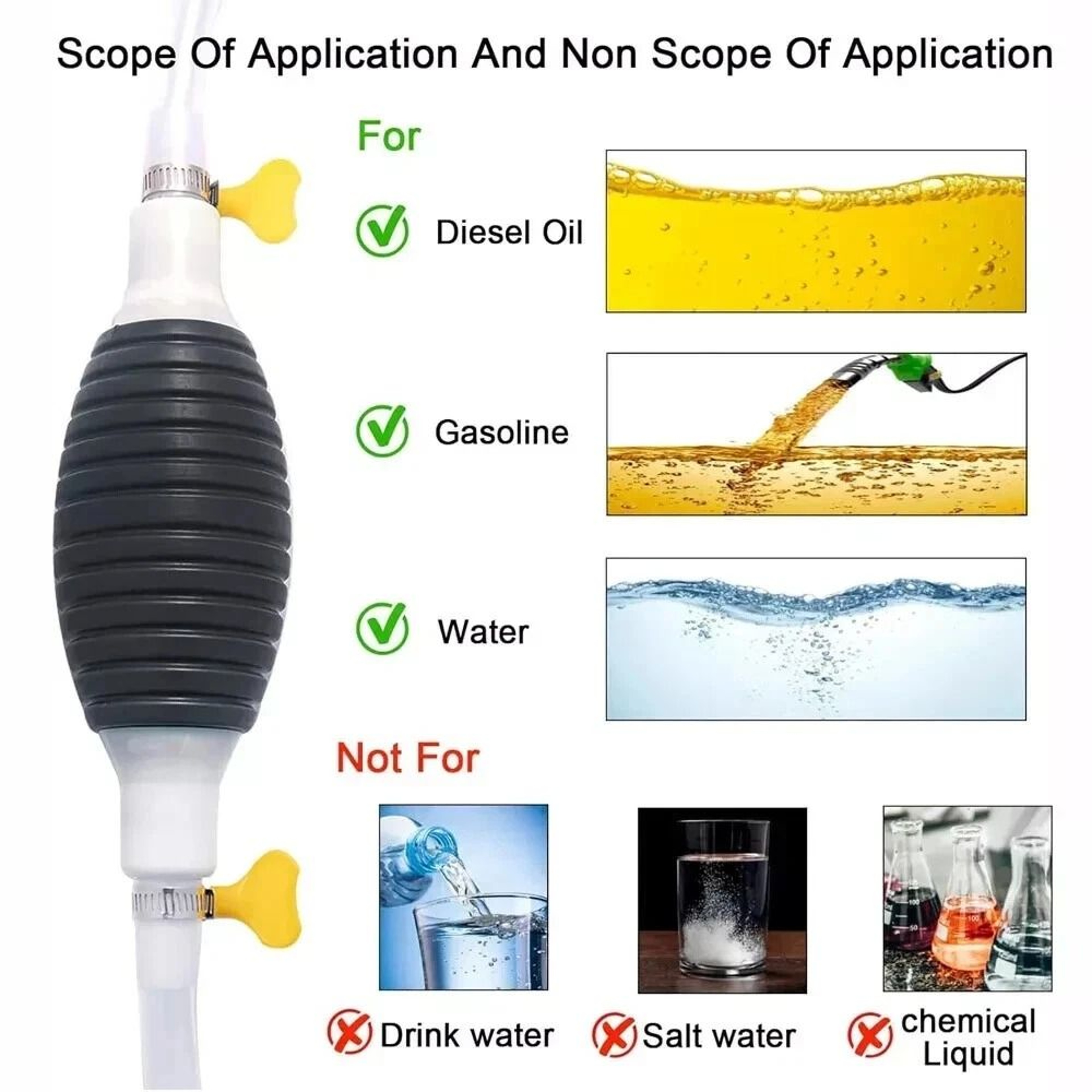 Portable Manual Car Fuel Transfer Pump With Siphon Hose Gas Gasoline Petrol Hand Pump 8