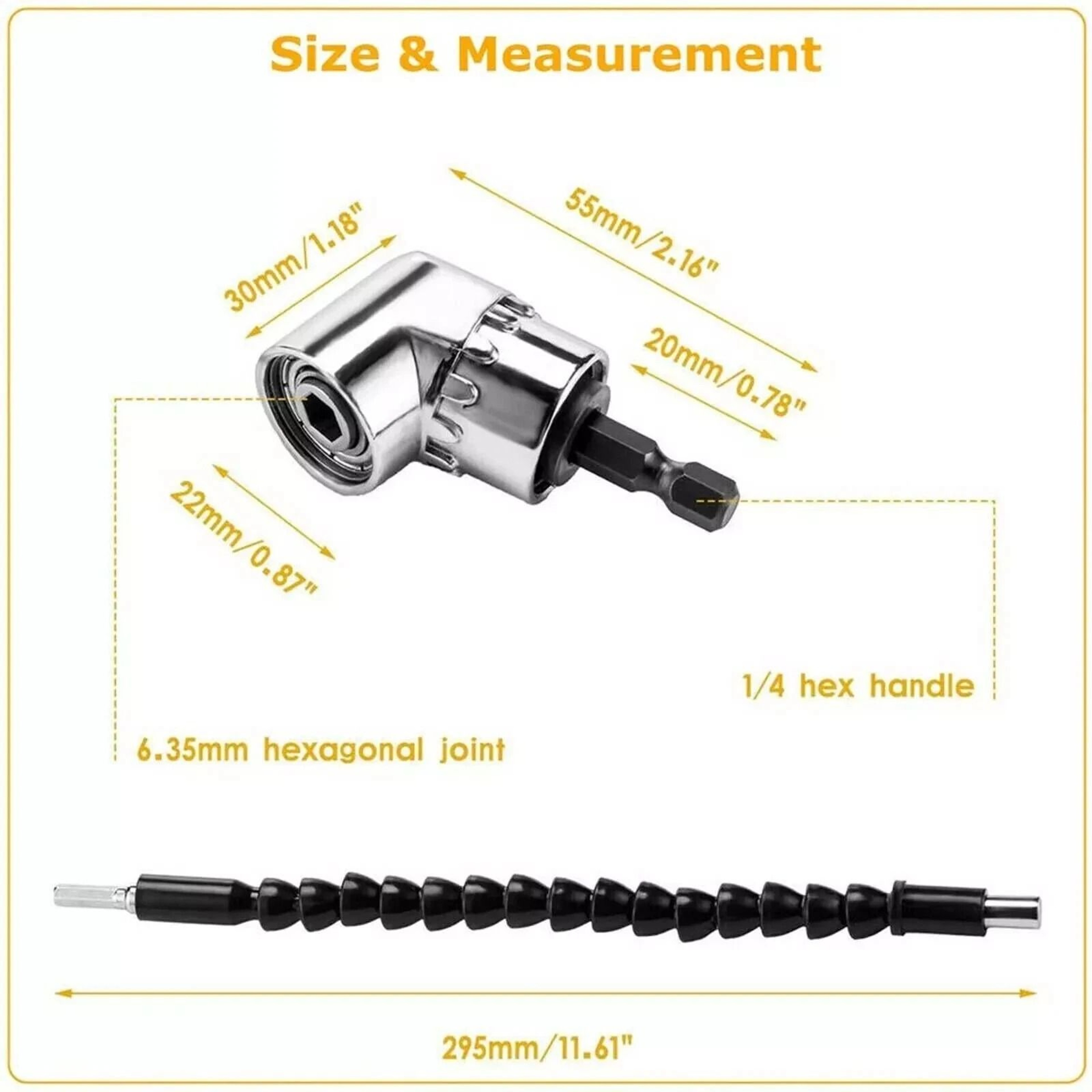 Flexible Shaft Extension Bits Right Angle Drill Adapter Screwdriver Hold 8