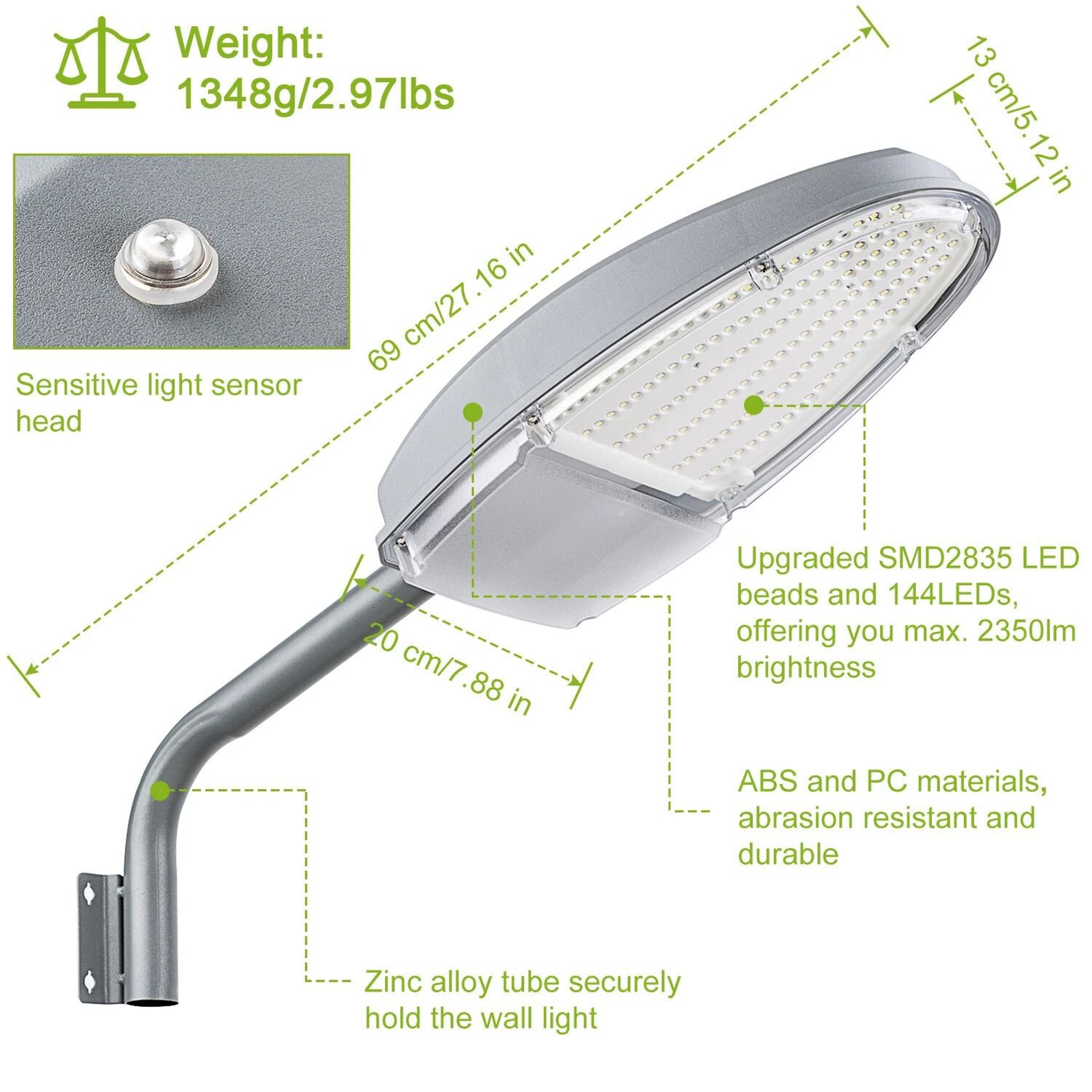 Outdoor LED Street Light Dusk To Dawn Sensor Waterproof Security Lighting 6