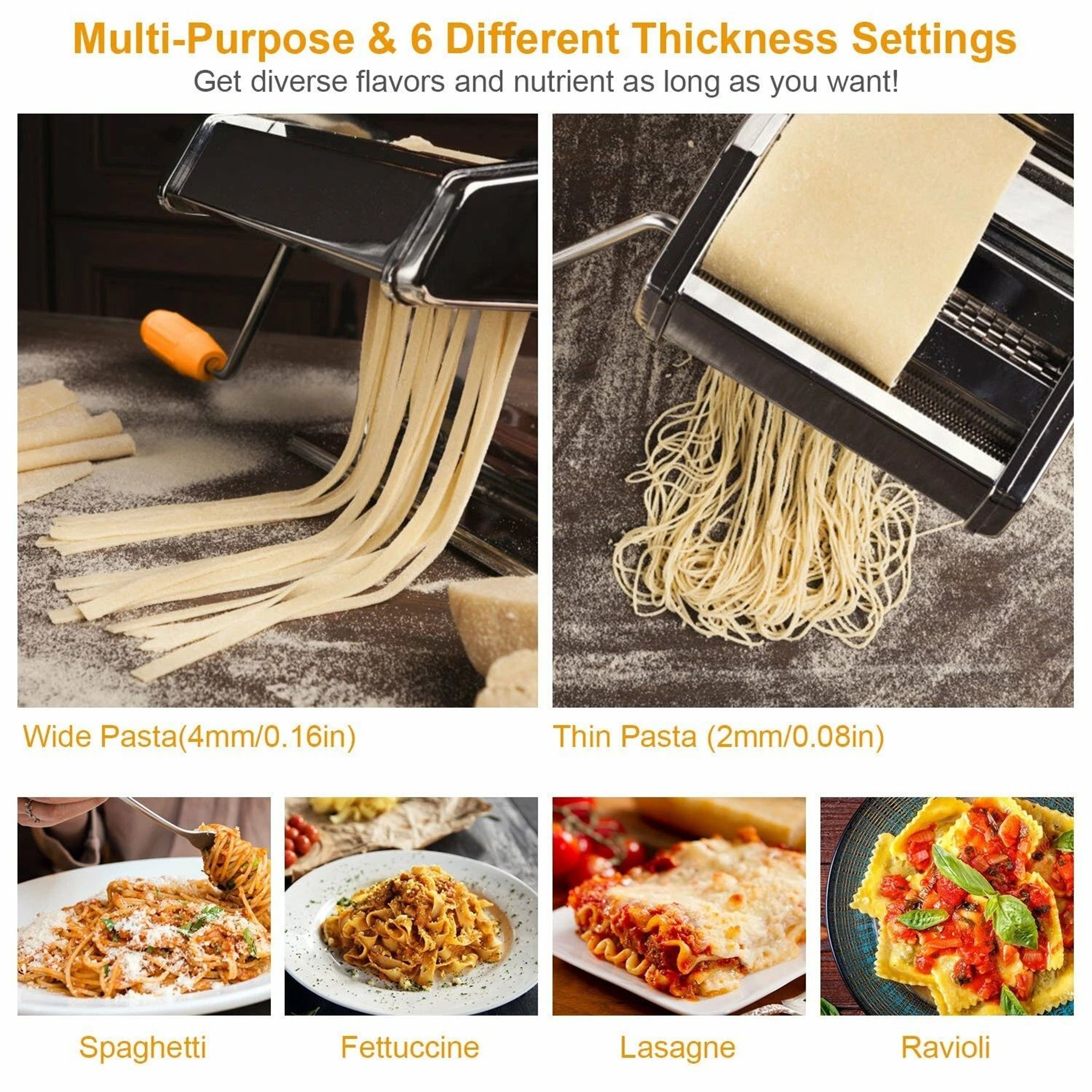 Stainless Steel Pasta Noodle Maker Roller  Cutter Manual Hand Crank For Fresh Homemade Pasta 7