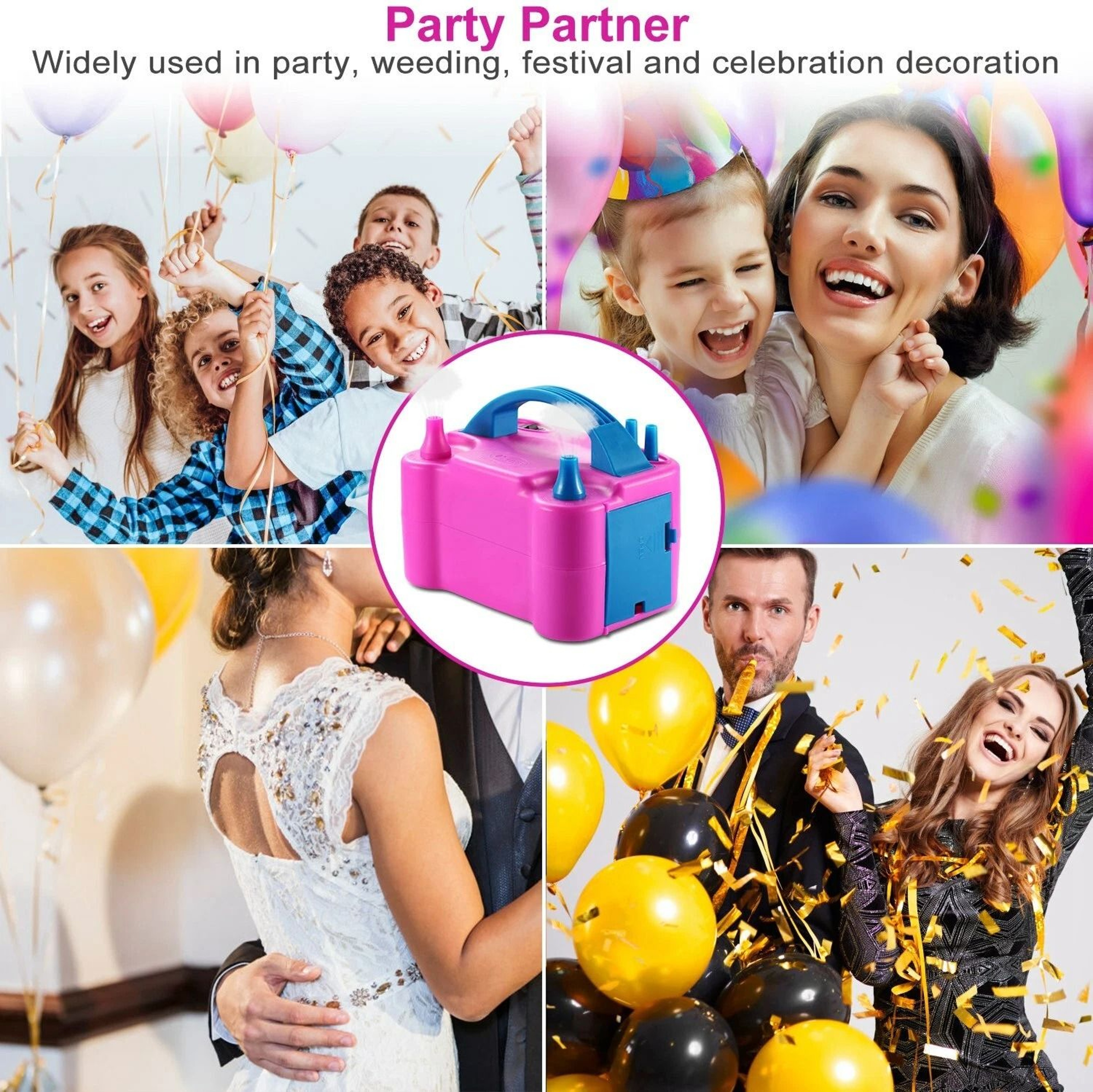 Electric Balloon Pump Dual Nozzle Inflator Party And Wedding Decor Air Blower 1