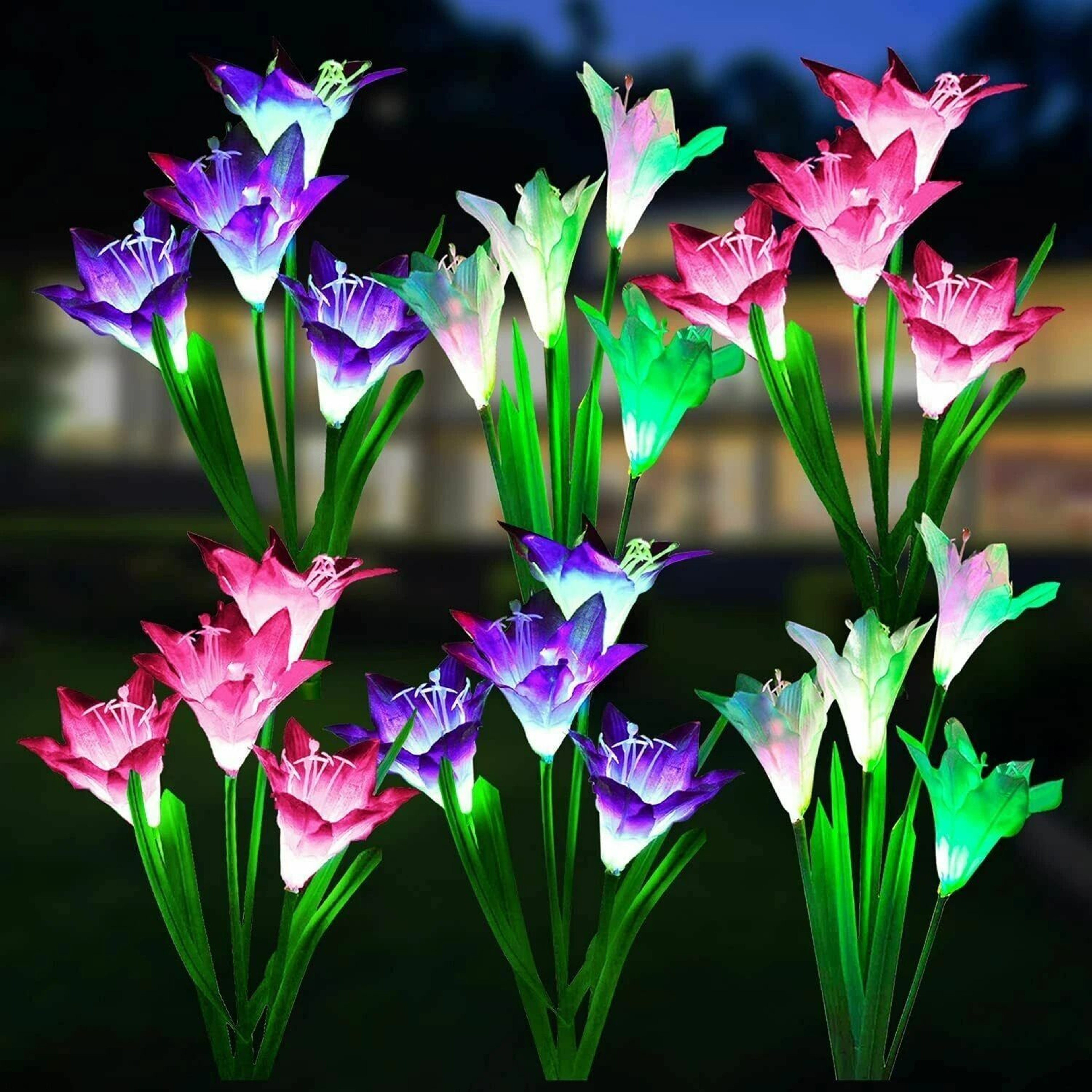 Solar Lily Flower LED Garden Lights Outdoor Pathway 7 Color 11
