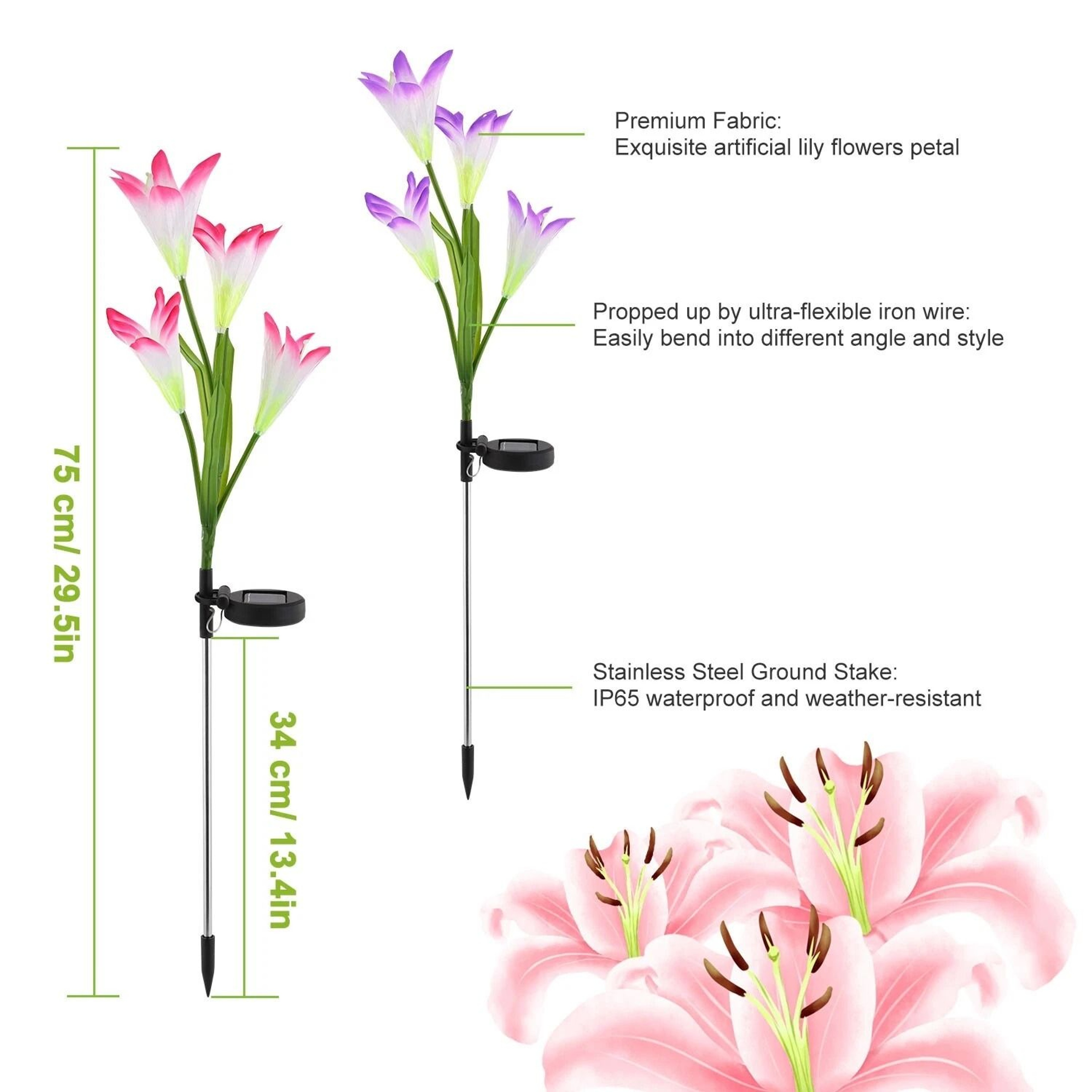 Solar Lily Flower LED Garden Lights Outdoor Pathway 7 Color 6