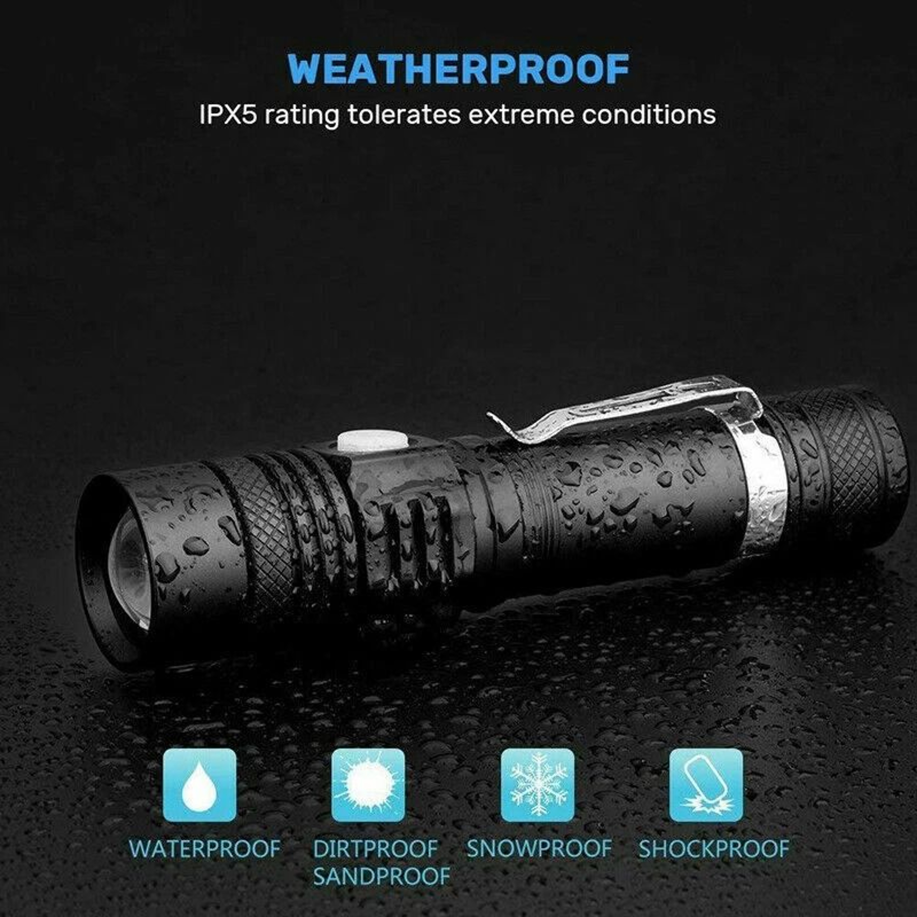 SuperBright LED Tactical Flashlight Zoomable Rechargeable Waterproof 7