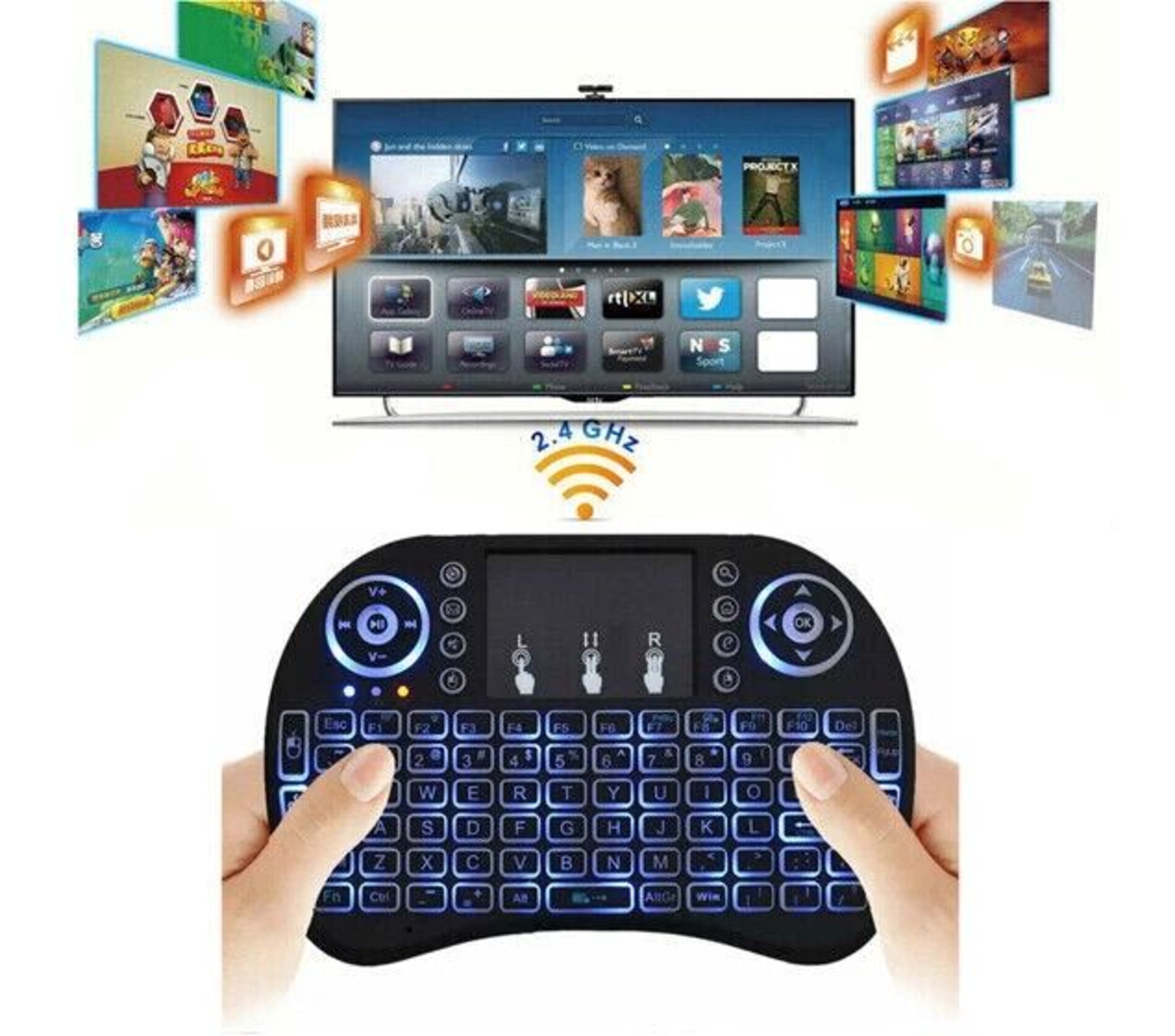 Wireless Mini Keyboard Remote With Touchpad For Smart TV  Android TV Box 6