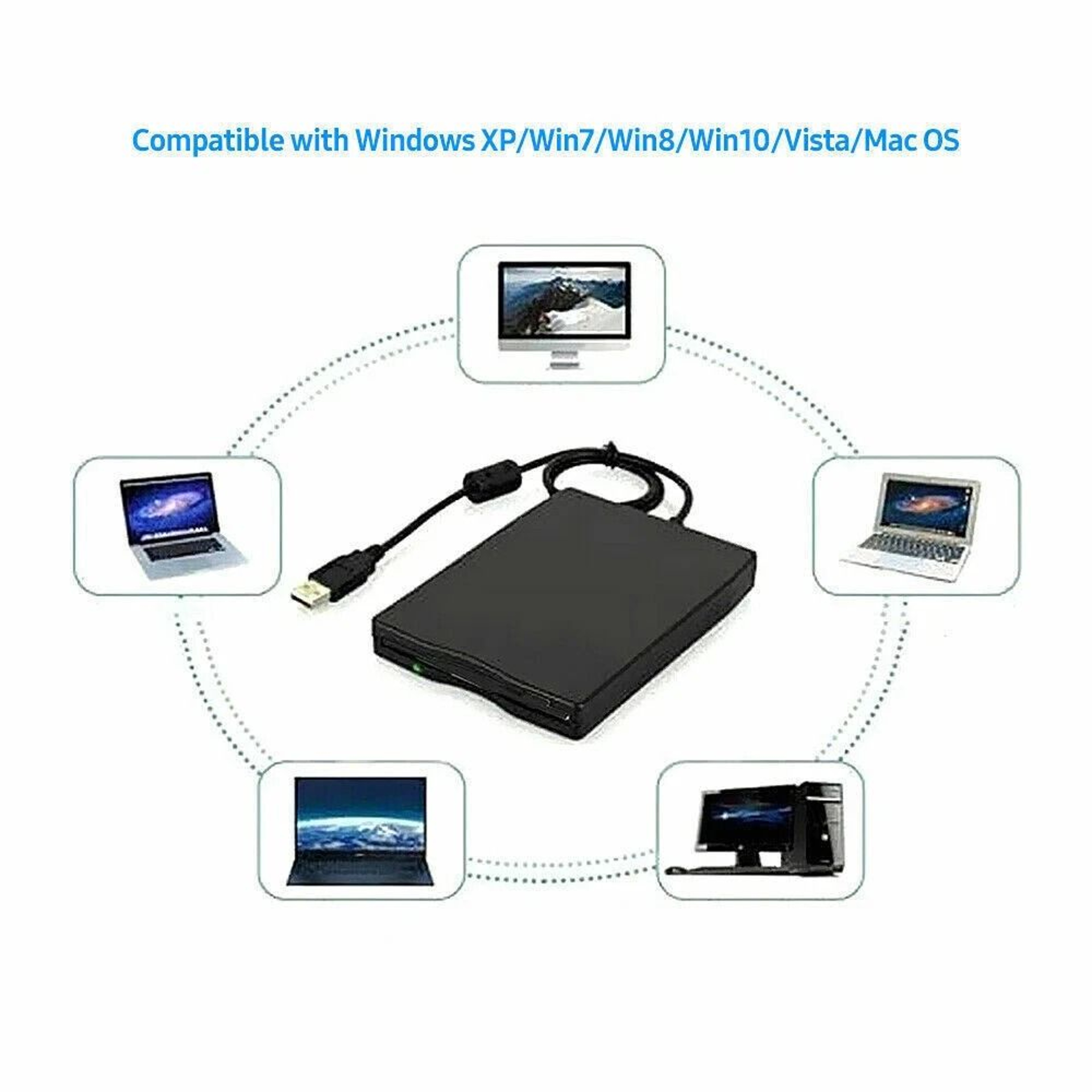 USB Portable External Floppy Disk Drive Reader For PC  Laptop 8