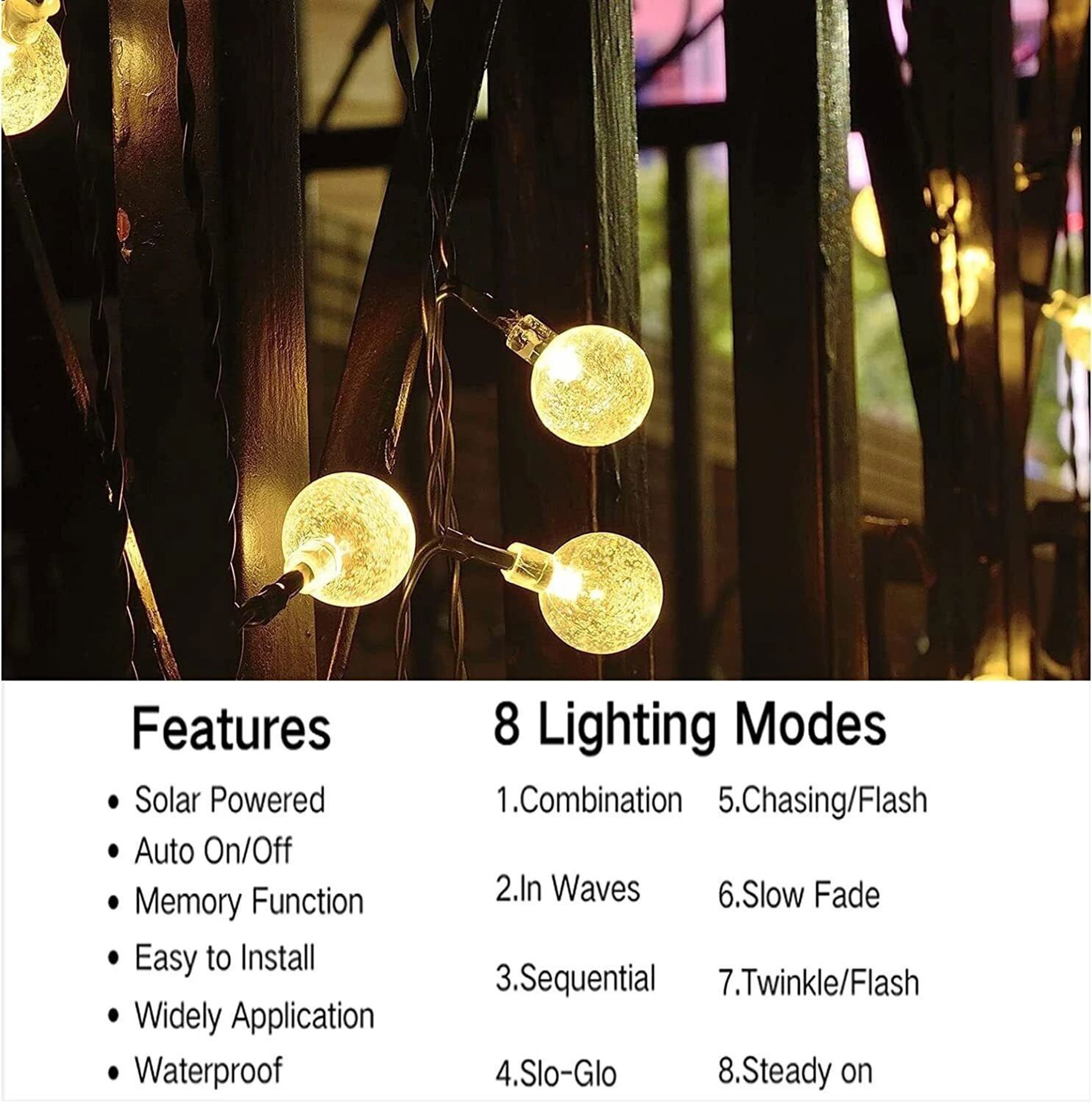Solar Powered LED String Light For Garden Path And Yard Decor Waterproof Outdoor Lamp 2