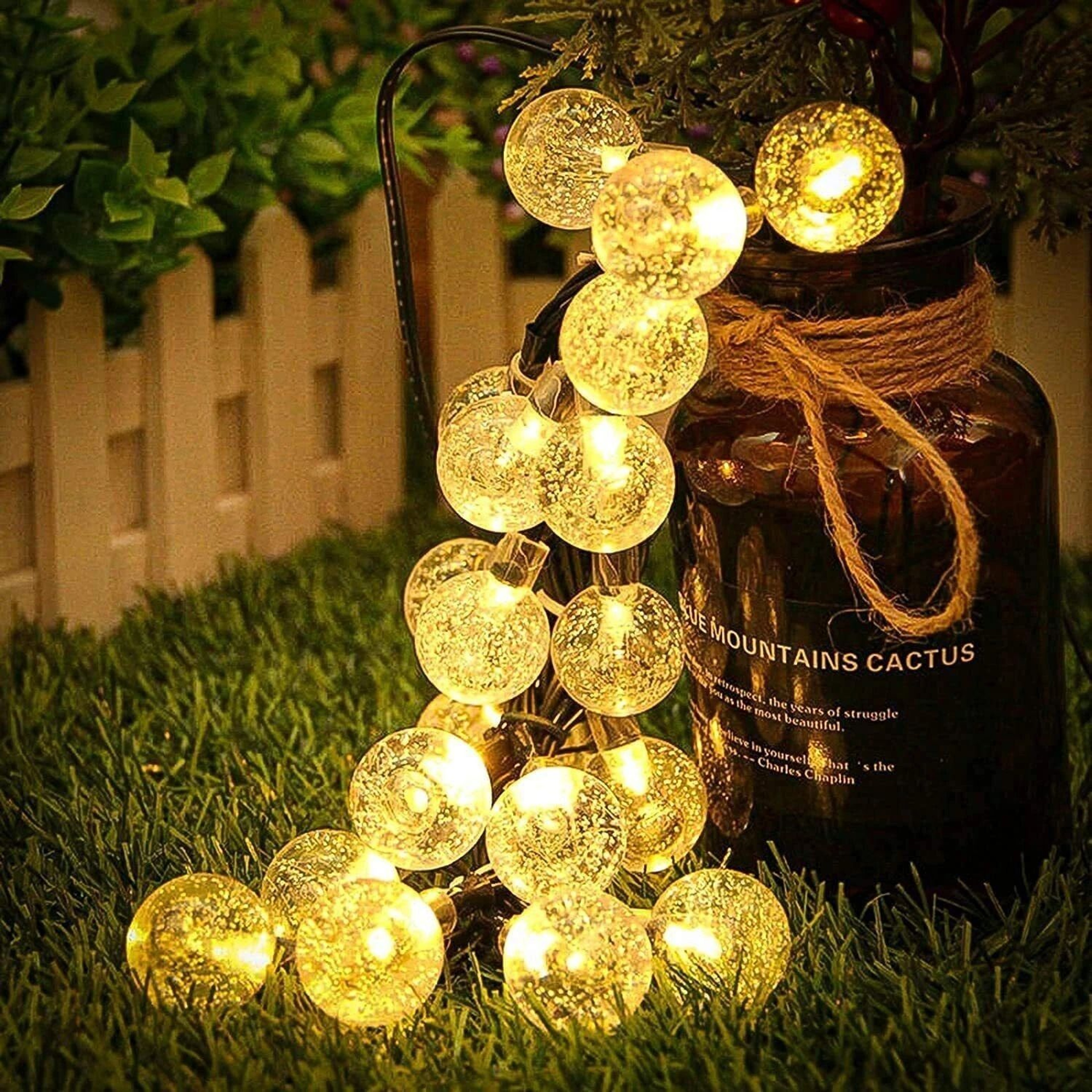 Solar Powered LED String Light For Garden Path And Yard Decor Waterproof Outdoor Lamp 6