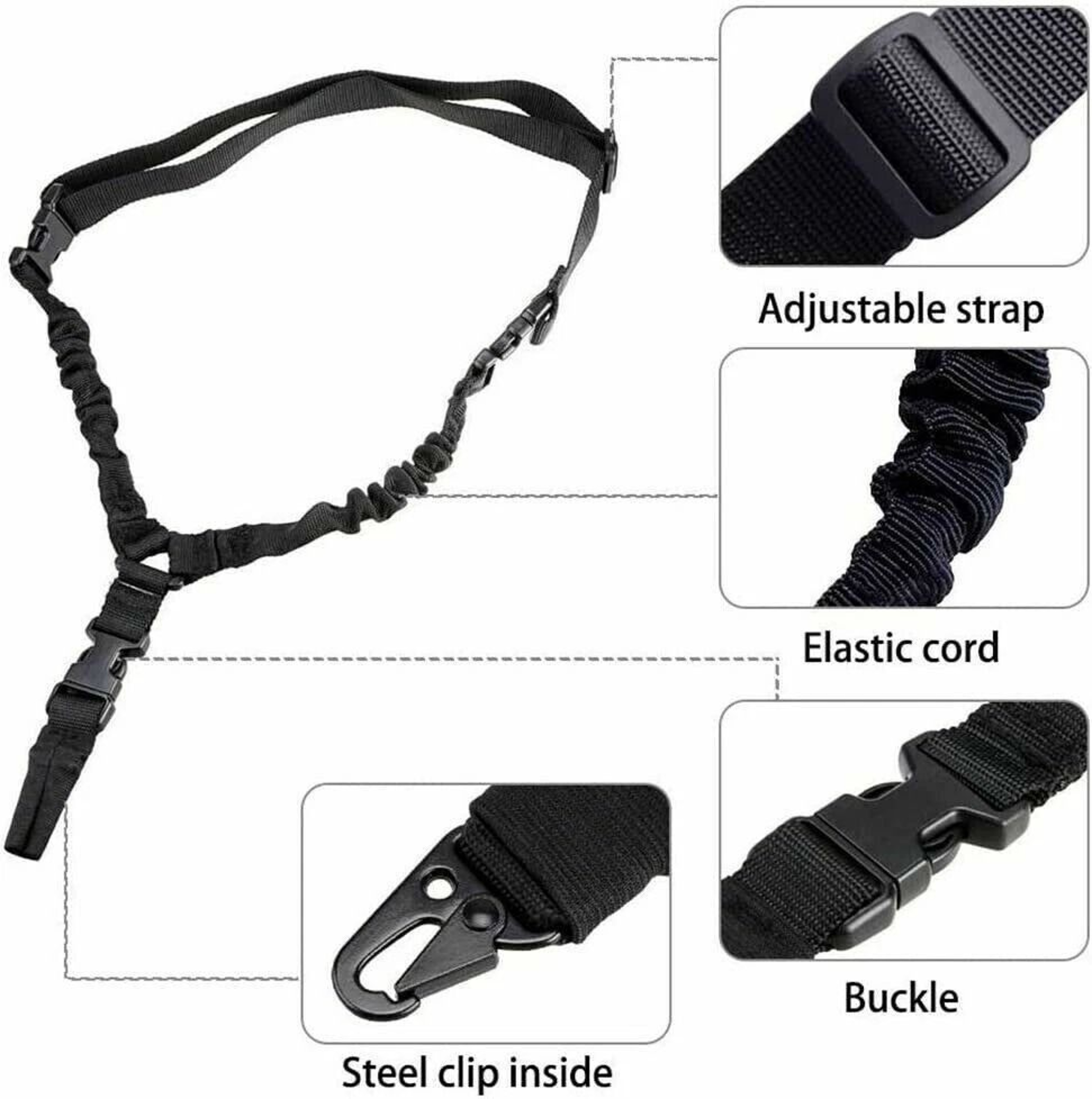 Tactical One Single Point Bungee Rifle Sling With QD Buckle Adjustable And Durable Gun Sling 10