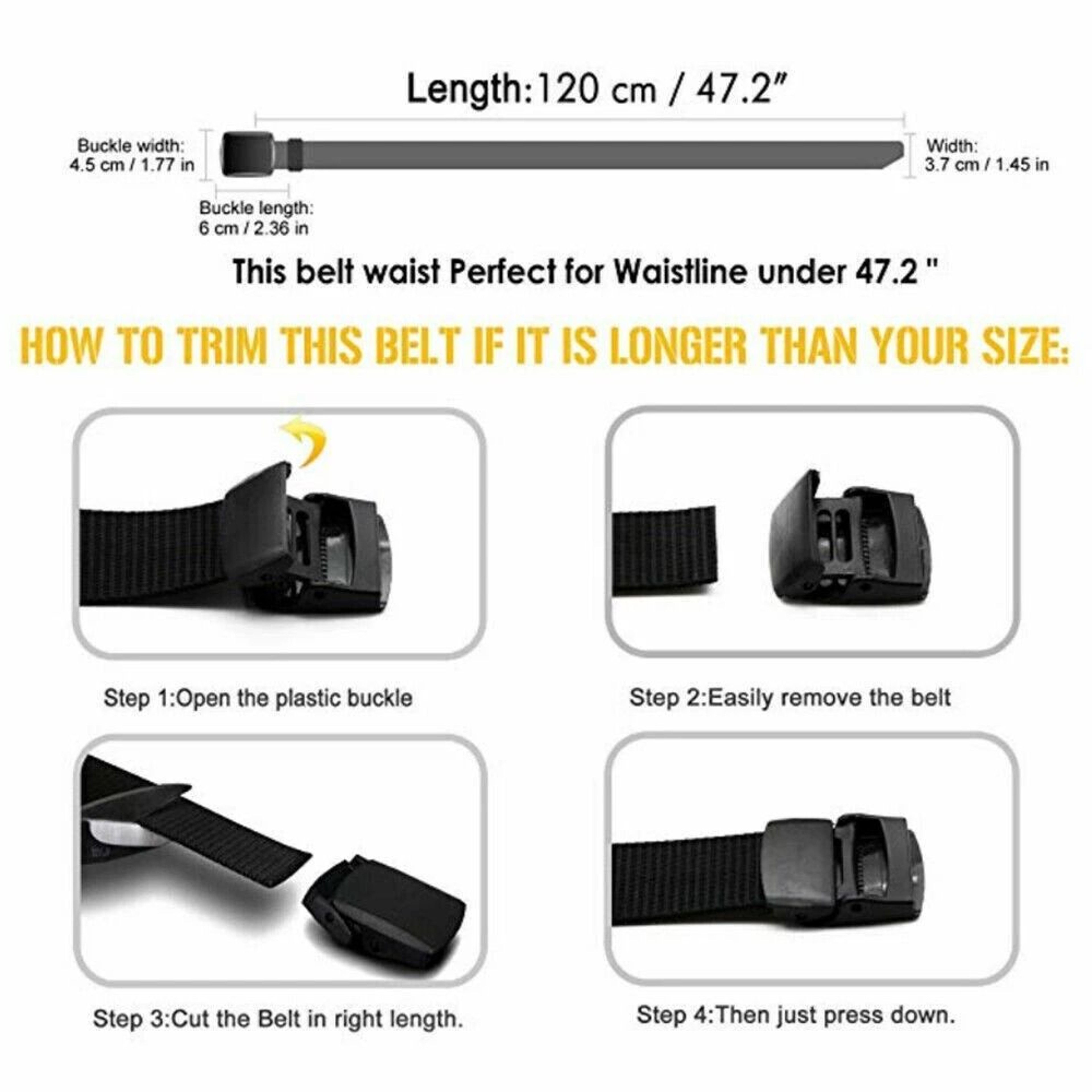 Mens Tactical Military Belt Nylon Canvas With Plastic Cam Buckle Adjustable Webbing 5