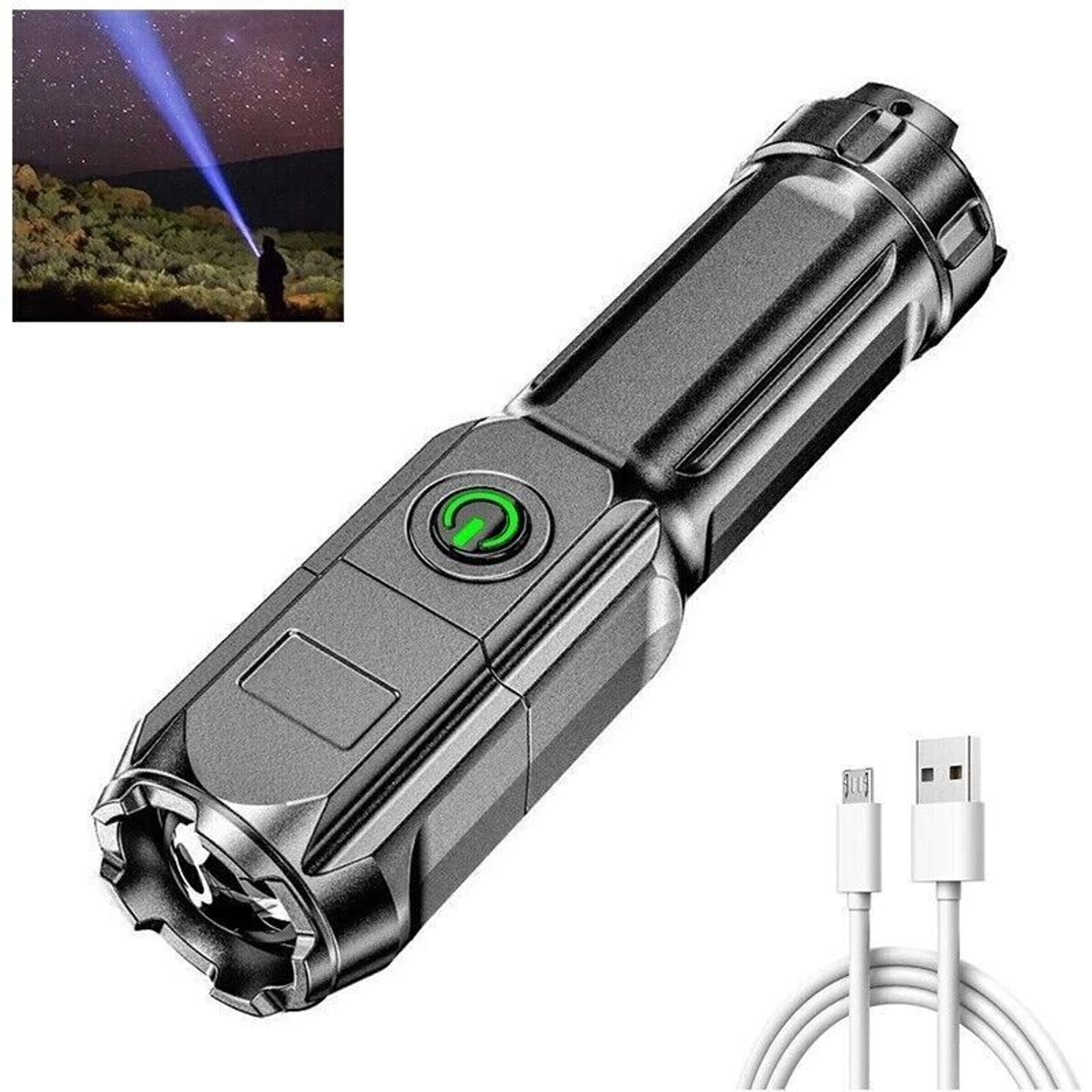 Rechargeable LED Flashlight Tactical Police Torch Super Bright  Zoomable 9
