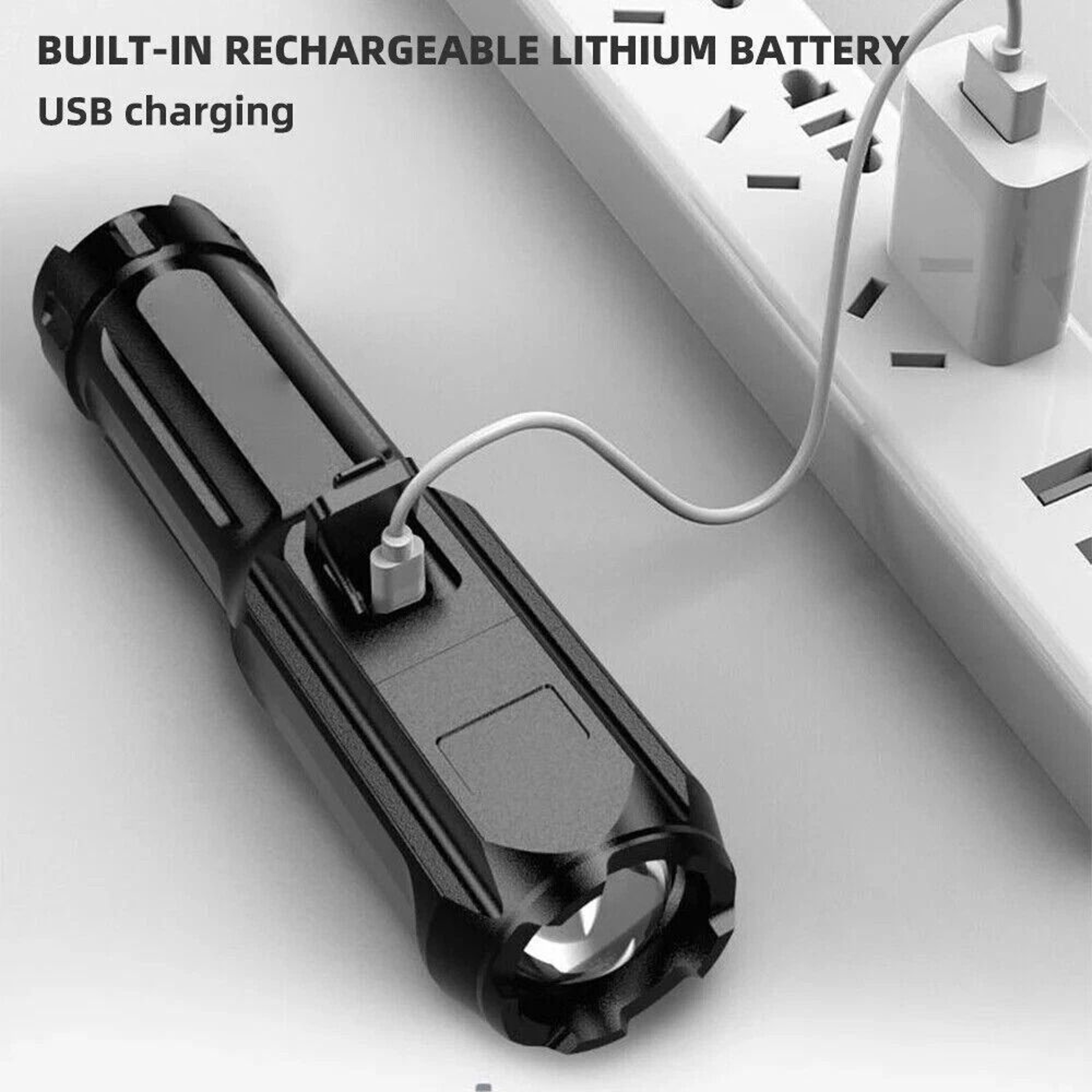 Rechargeable LED Flashlight Tactical Police Torch Super Bright  Zoomable 6