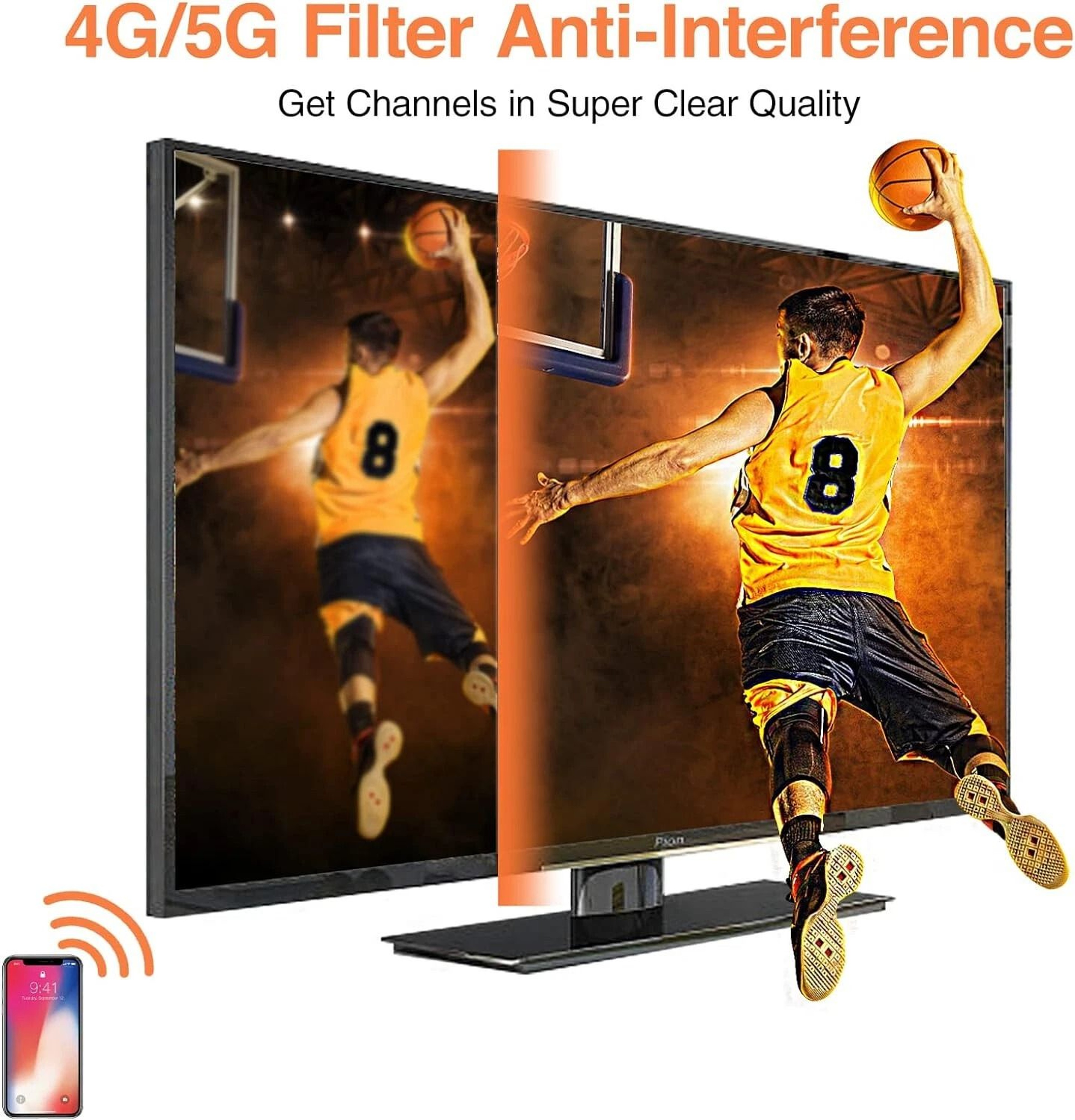 Digital TV Antenna Indoor HDTV Amplified Signal Booster 2