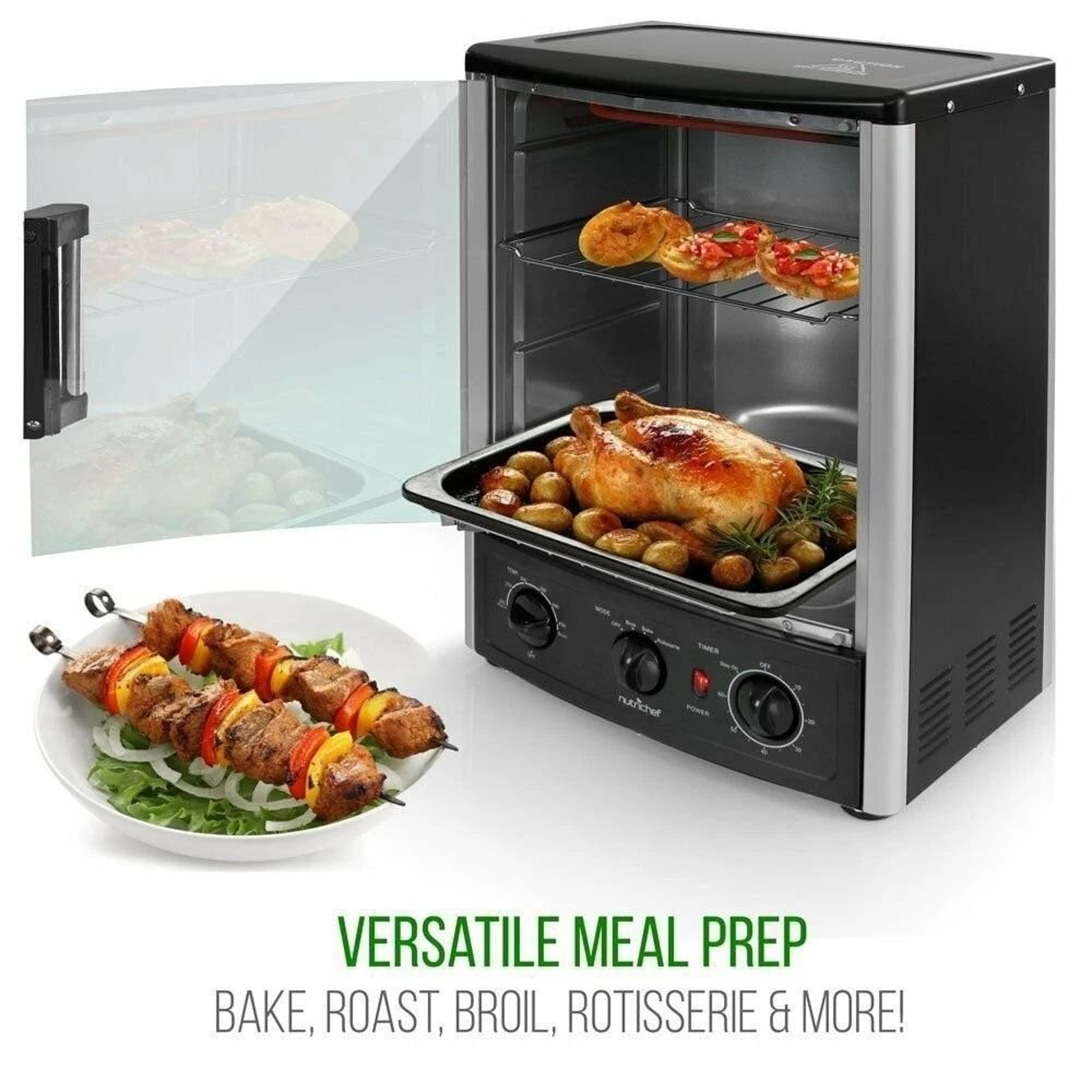 Upgraded Multi Unction Vertical Countertop Rotisserie Oven With Grill  Timer 6