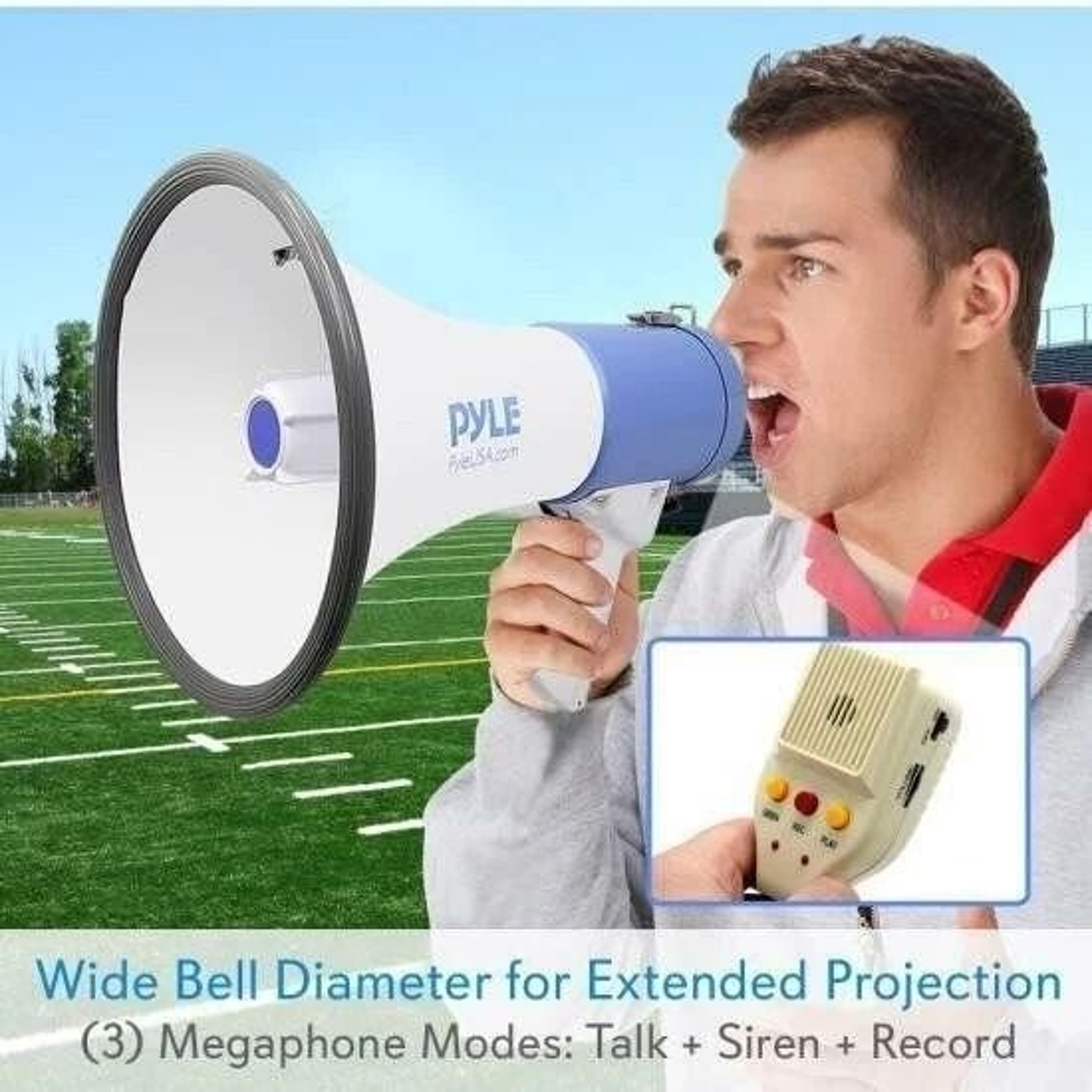 Pro Rechargeable Megaphone Speaker With Record  Input 2