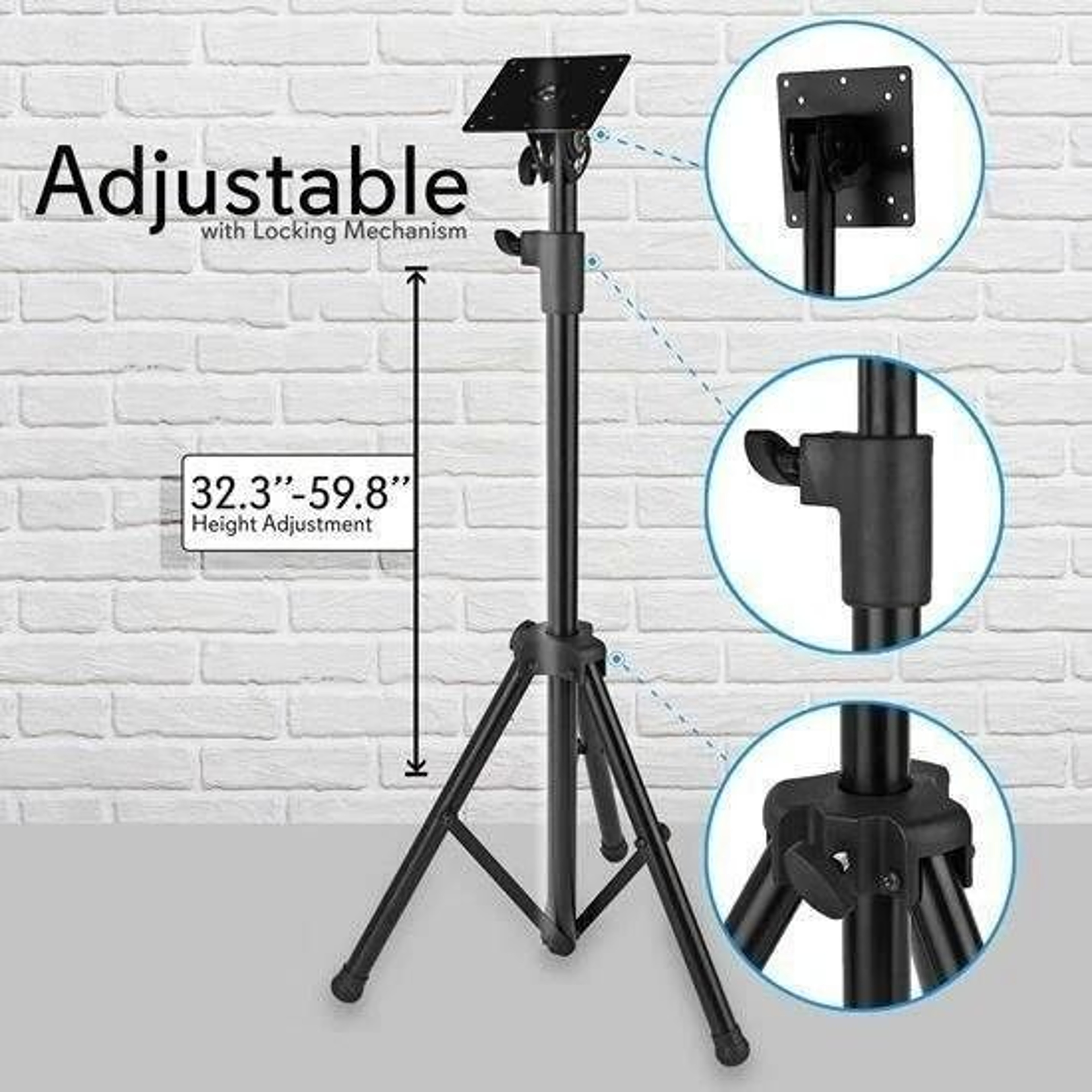 Portable Tripod TV Stand Height Adjustable Fits TVs Up To Sturdy  Portable Solution For Home And Of 5