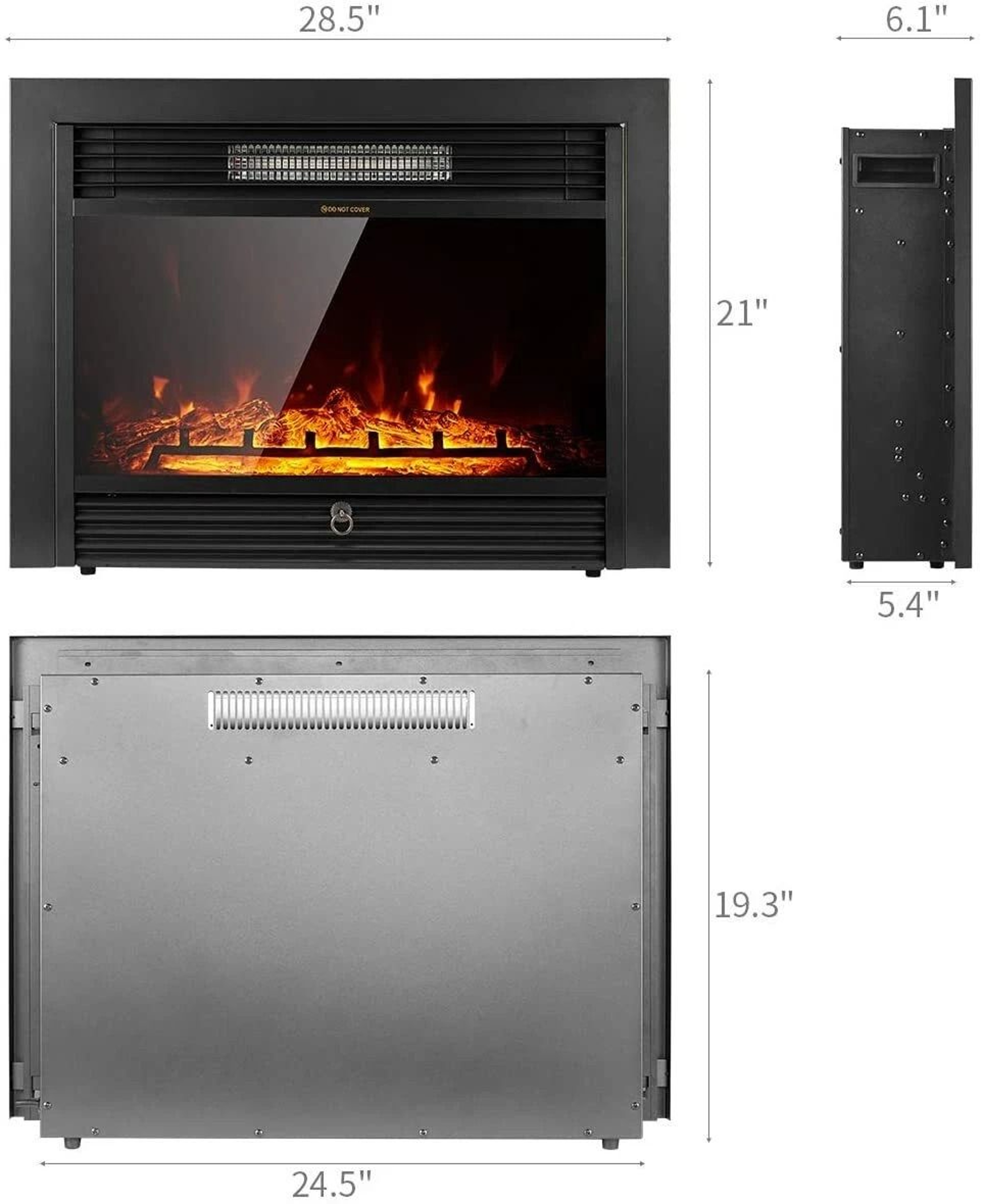 Electric Fireplace Insert Heater With Color Flame  Remote Control 2