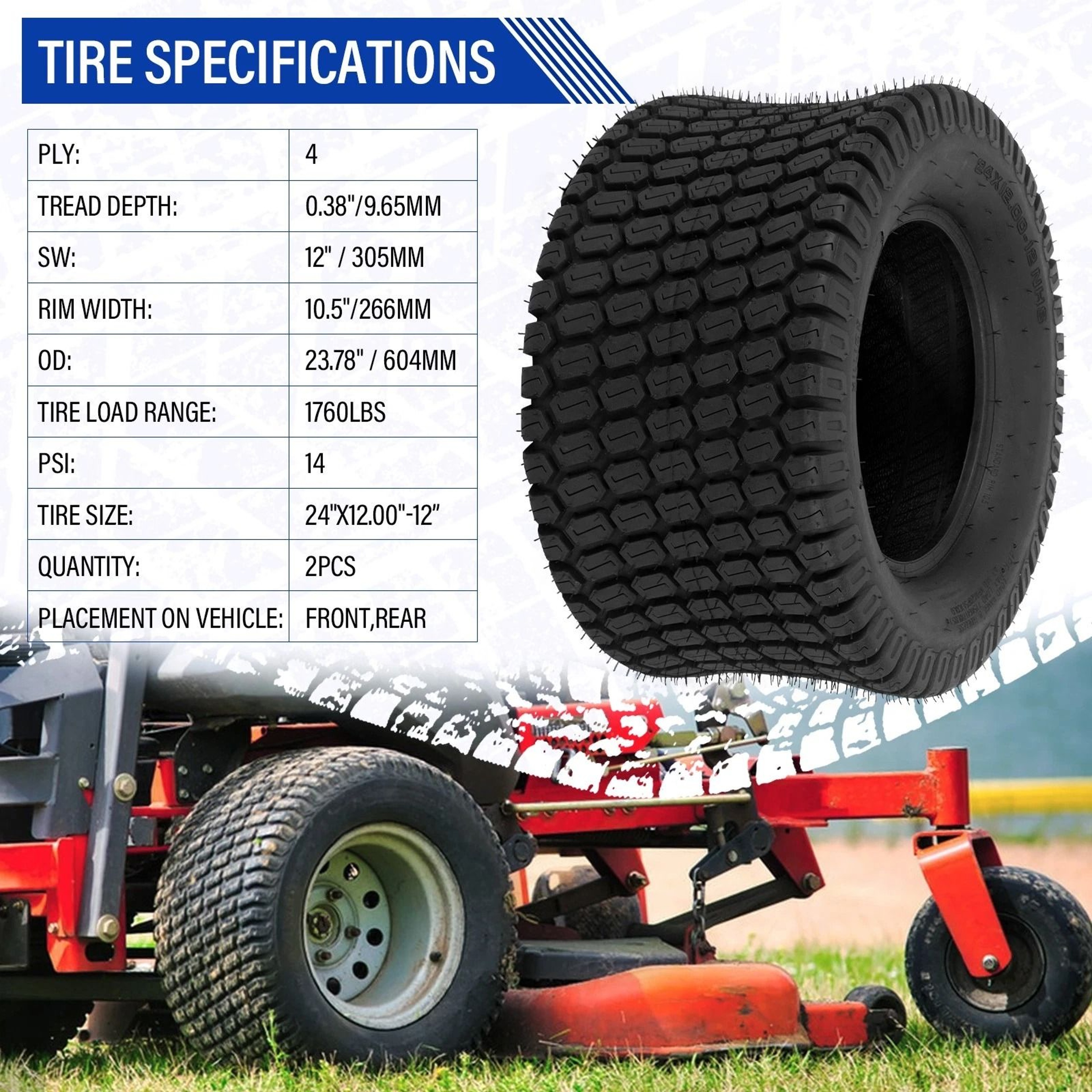 Lawn  Garden Tractor Turf Tires Durable 4 Ply For Mowers 4