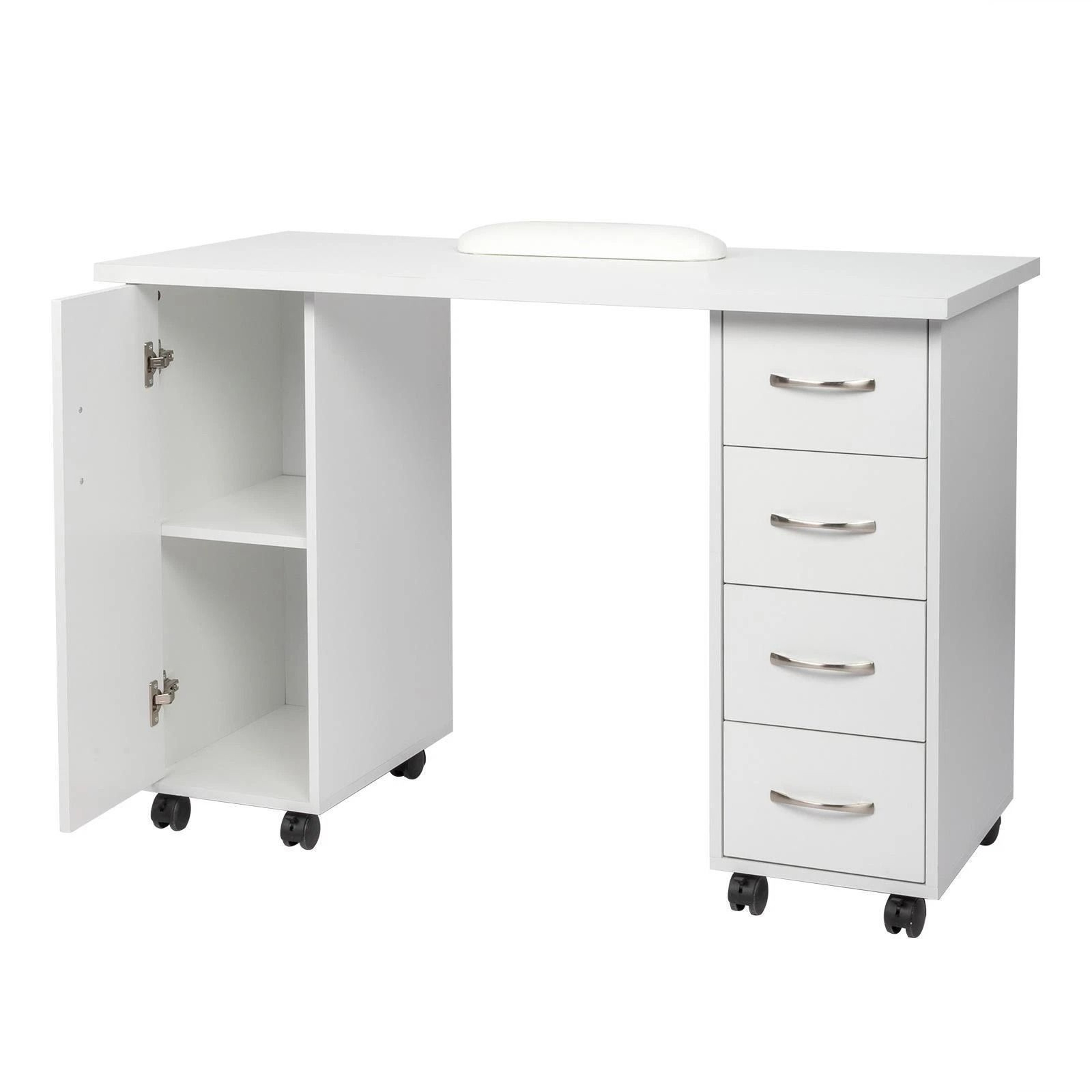 Manicure Table With Storage  Wrist Rest Makeup Station Nail Desk With Drawers For Salon Or Office 6